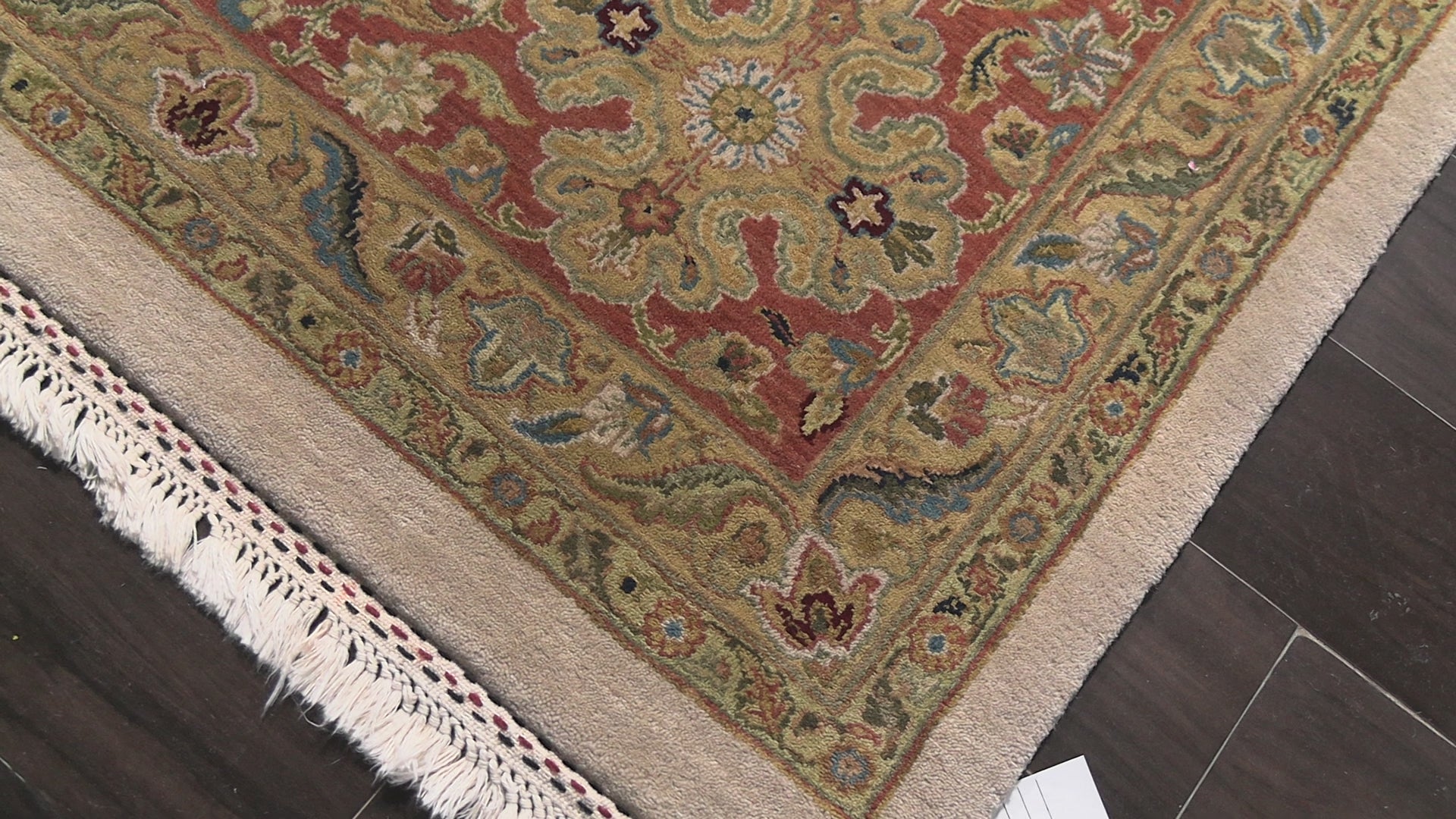 Beige 12'1''x15 Agra Traditional Botanical Hand Knotted Wool Oriental Area Rug