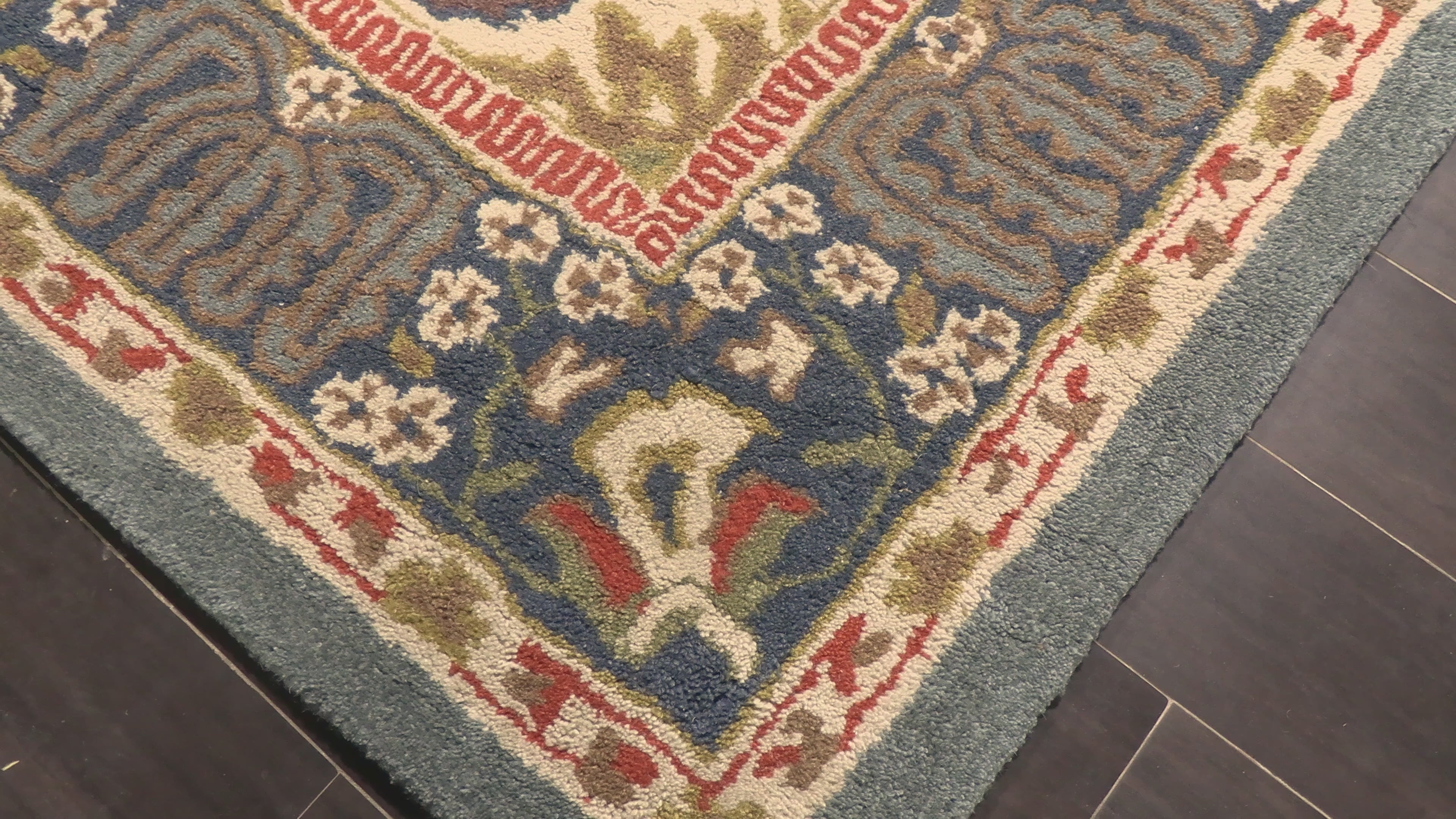 Multi Size Beige, Blue Hand Tufted Hand Made 100% Wool Arts and Craft Transitional Oriental Area Rug