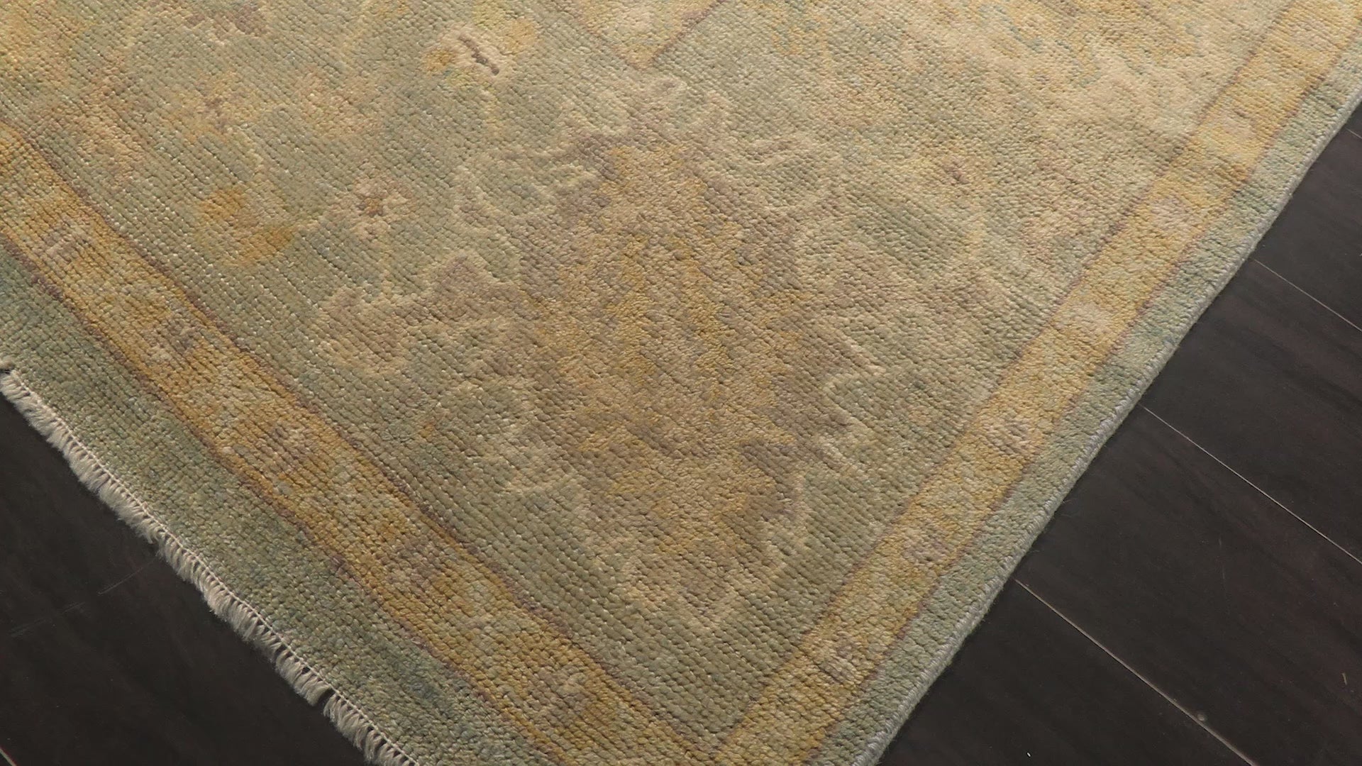 Taupe Aqua 8'1''x10 Oushak Transitional Silky Sheen Hand Knotted New Zealand Wool Oriental Area Rug