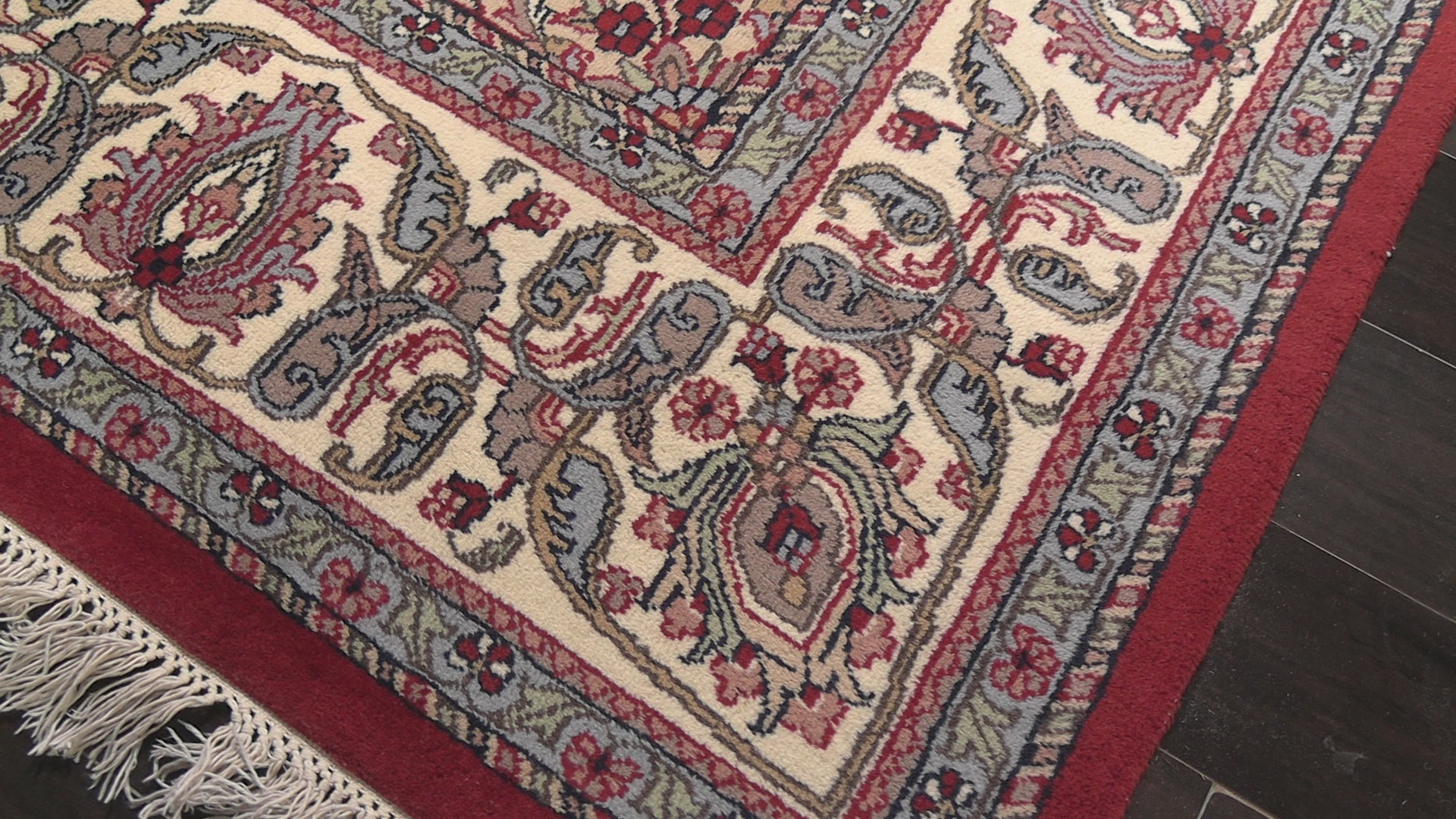 Orange 9'5''x12'4'' Indo Tabriz Traditional Medallion Hand Knotted Wool Oriental Area Rug