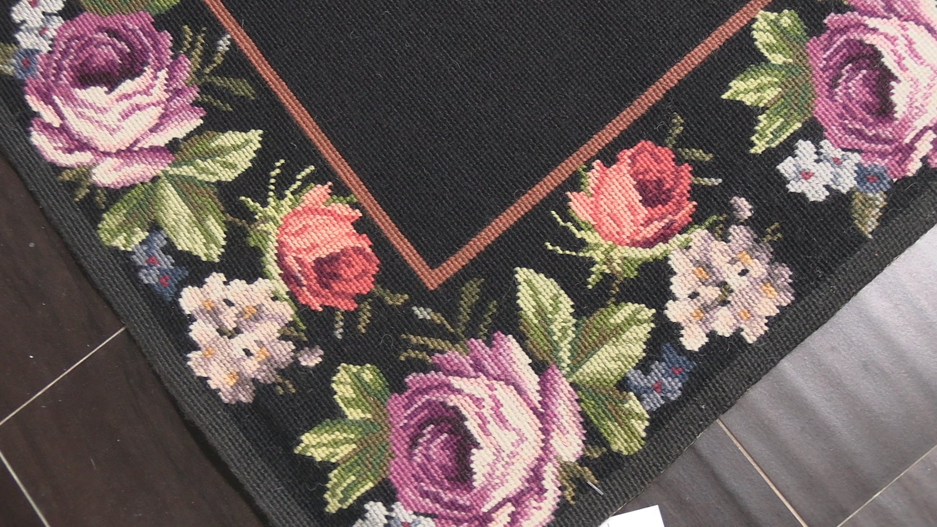 Black 6x9 French Aubusson Needlepoint Traditional Botanical Hand Woven Wool Oriental Area Rug