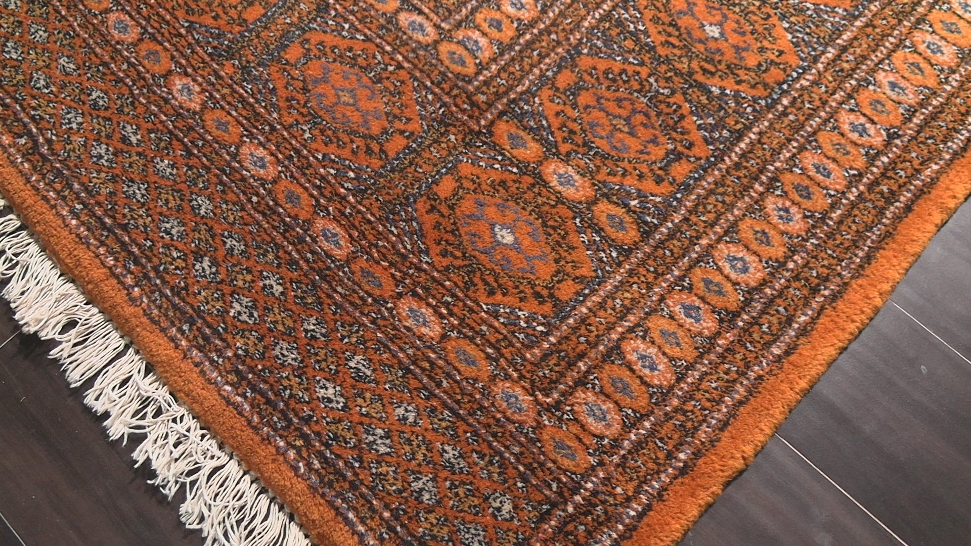 Burnt Orange 6'7''x9'10'' Bokhara Traditional 200 KPSI Plush Pile Silky Sheen Velvety Soft Hand Knotted New Zealand Wool Oriental Area Rug