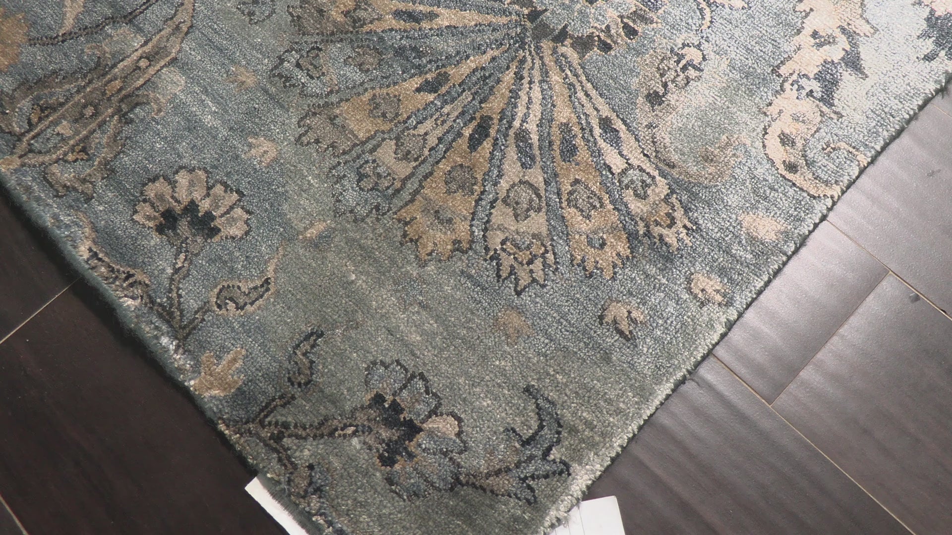 Aqua Taupe 7'11''x9'11'' Tibetan Transitional Hand Knotted Bamboo Silk Oriental Area Rug
