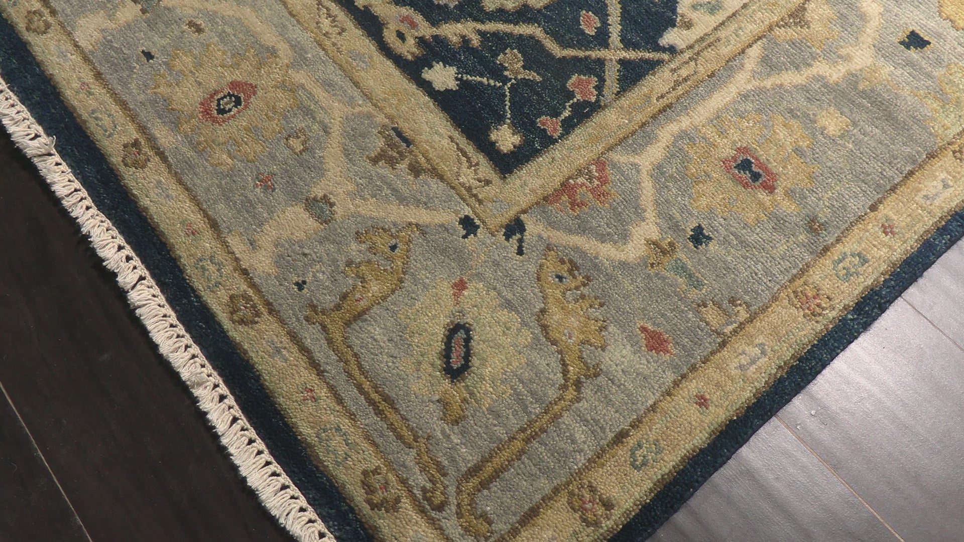 Navy Slate 5'10''x8'9'' Oushak Traditional Hand Knotted Wool Oriental Area Rug