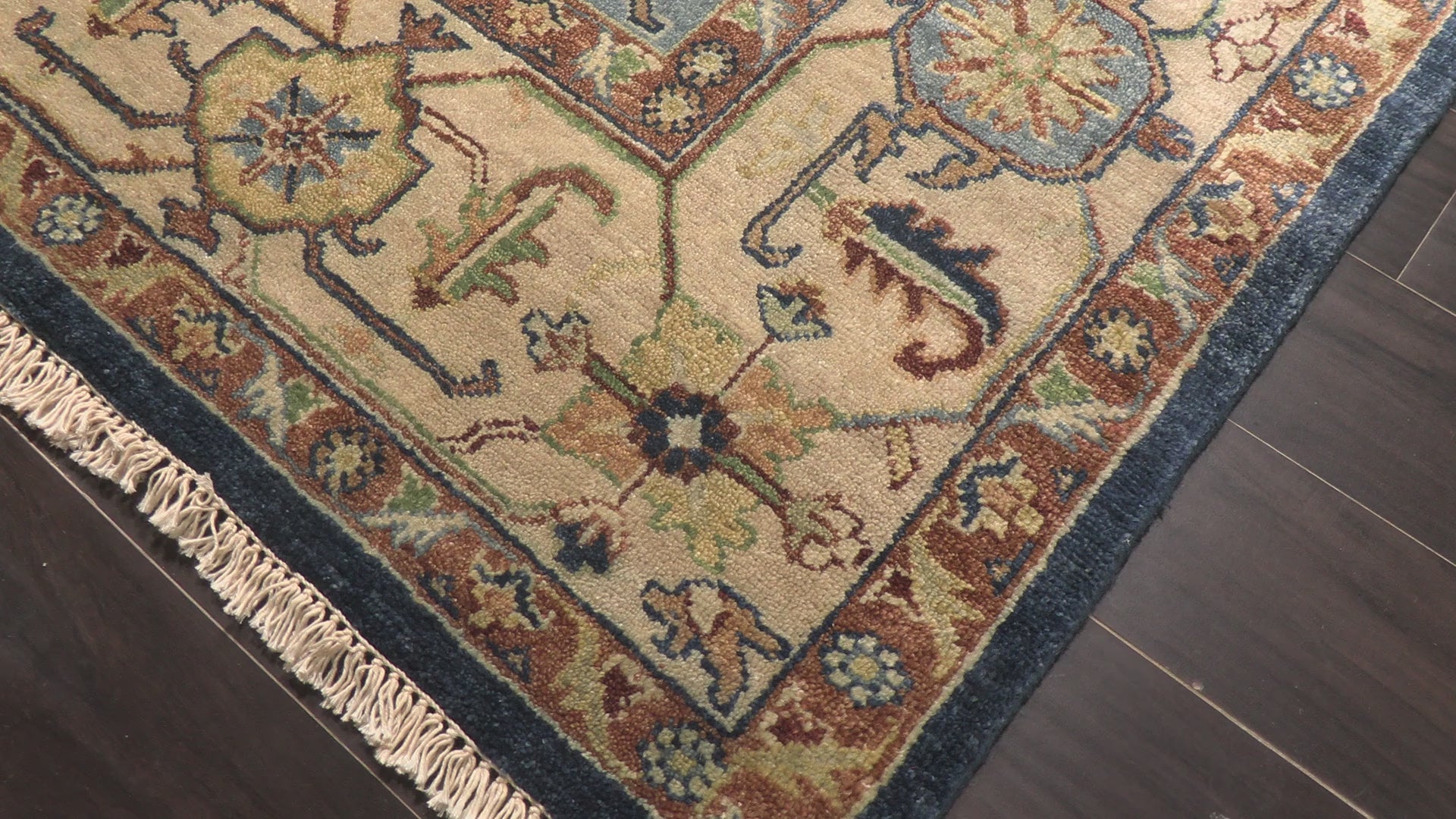 Rust Gold 8'2''x9'10'' Heriz Traditional Medallion Hand Knotted Wool Oriental Area Rug
