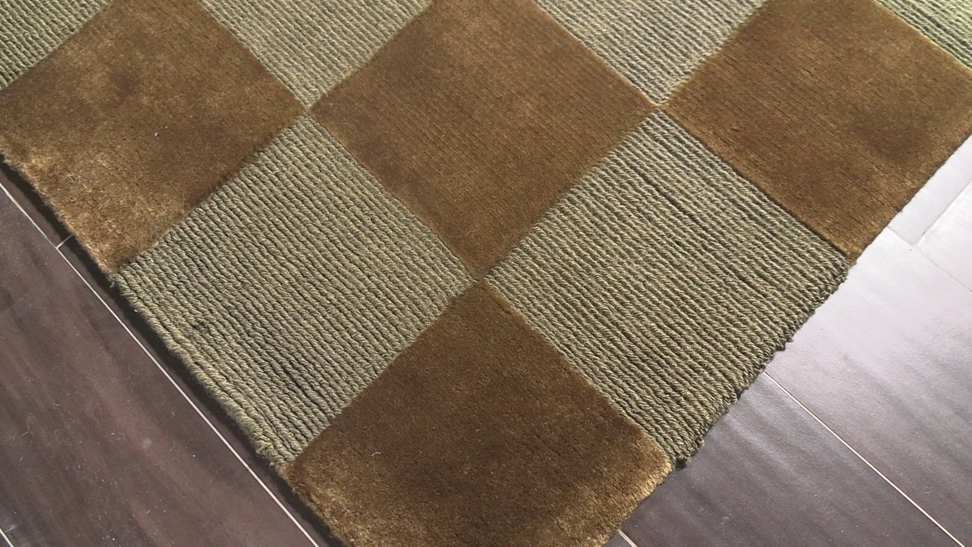 Olive 6'1''x9'3'' Tibetano Hand Knotted Wool & Silk Tibetan Modern & Contemporary Designer Loop n Cut Pile Hand Knotted Wool Oriental Area Rug