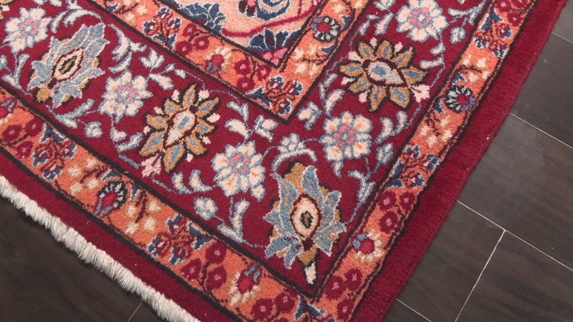Peach Blush 9'7''x12'10'' Birjand Traditional Floral Vintage Vegetable Dyes Hand Knotted Wool Oriental Area Rug