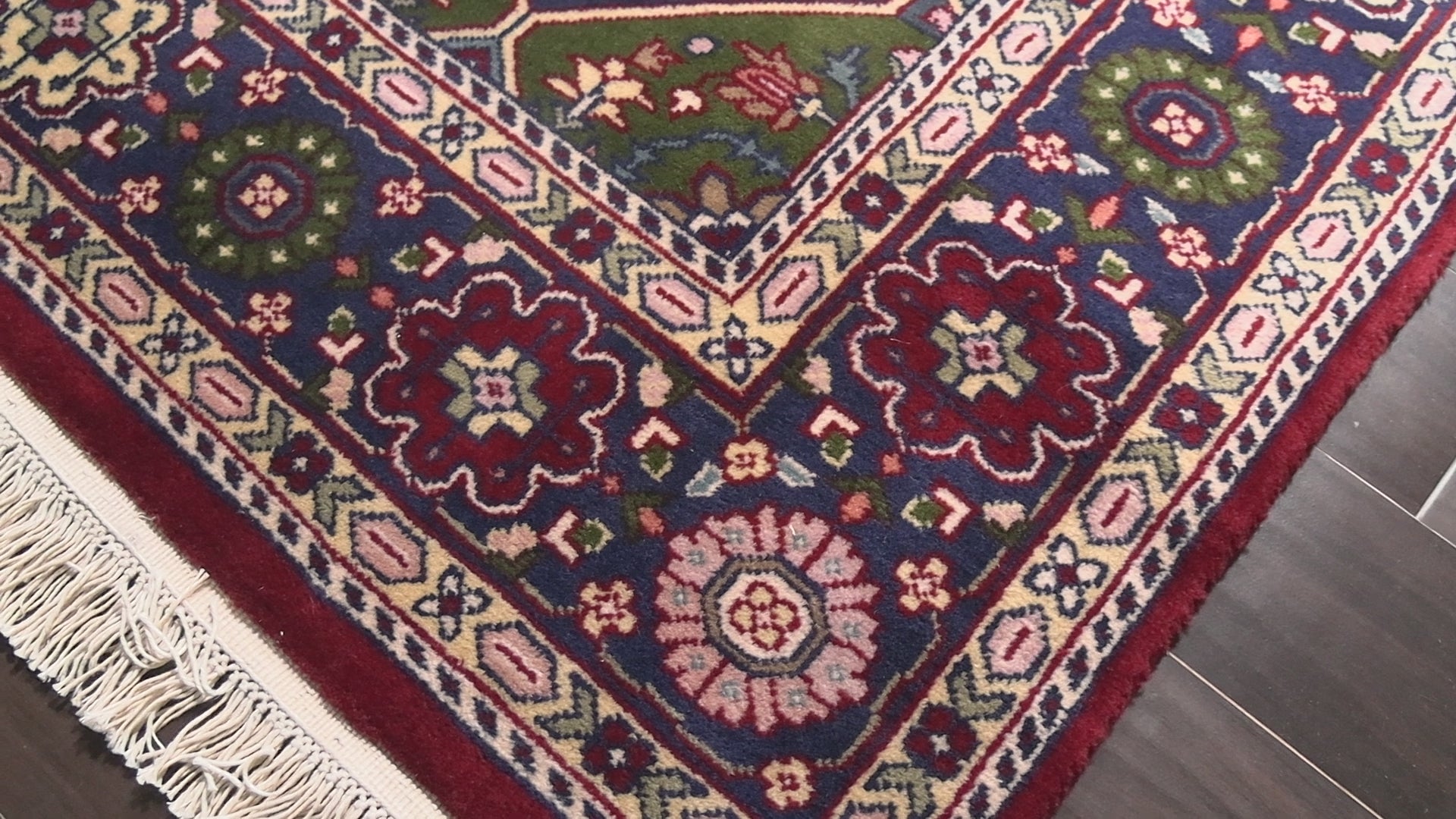Burgundy 6x9 Oushak Arts & Crafts Plush Pile Panel Rug Hand Knotted Wool Oriental Area Rug
