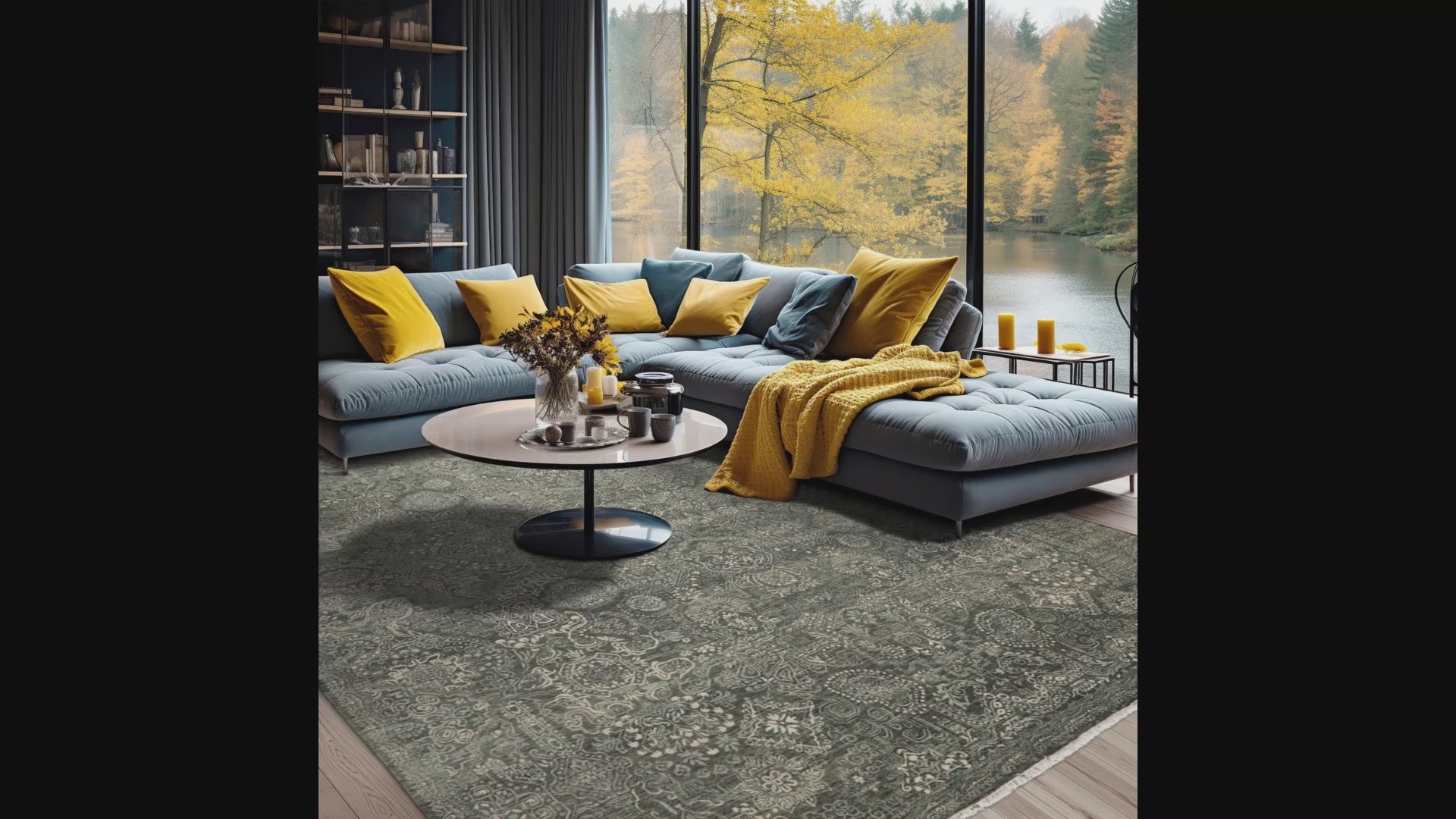 LoomBloom 9'2''x12'3" Transitional Green Oriental Area Rug with All-Over Wool Texture 250 KPSI