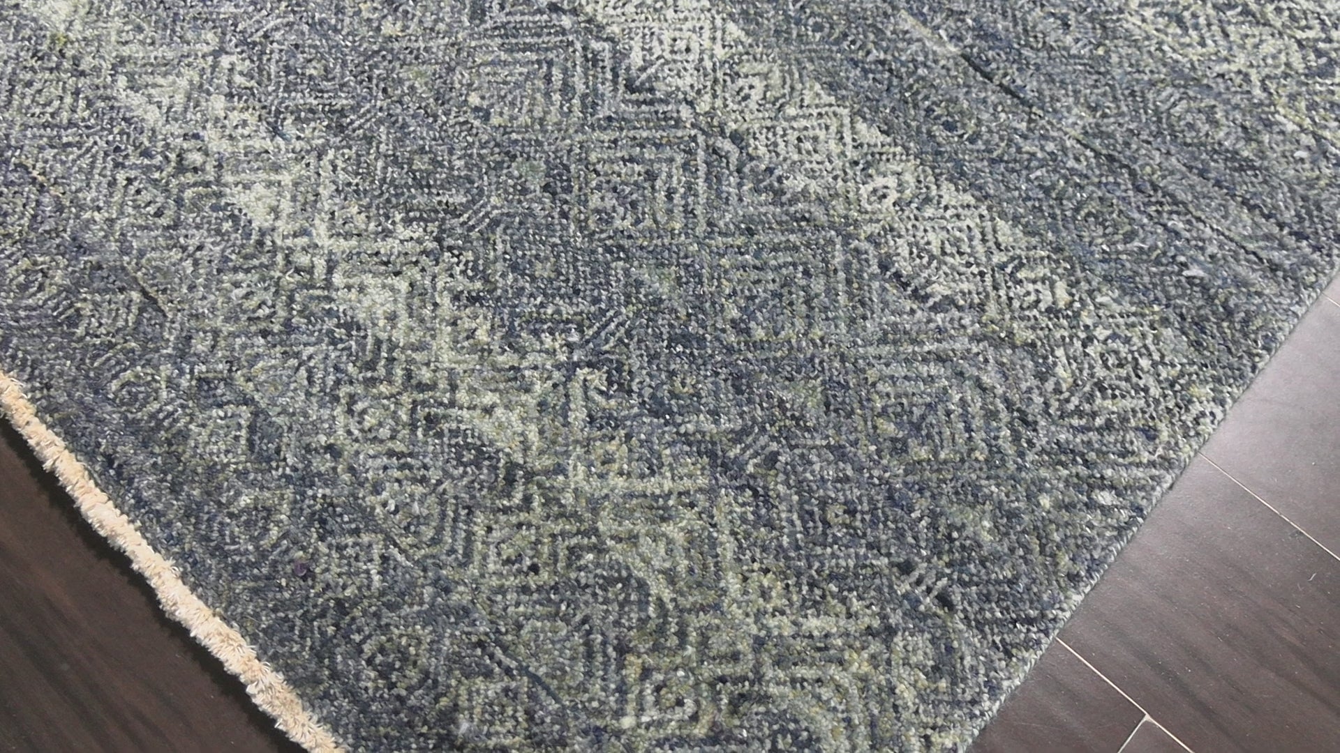 Blue 8x10 Peshawar Transitional Textured Hand Knotted Wool Oriental Area Rug