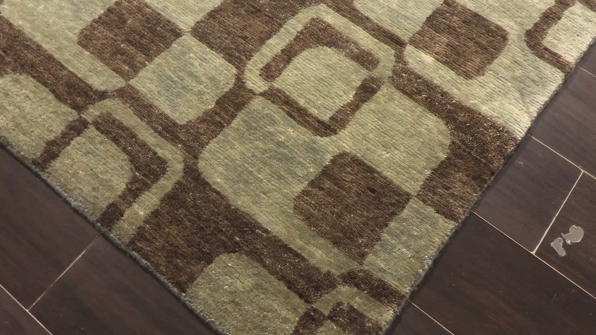 Seafoam Brown 9'11''x13'6'' Tibetan Transitional Art Deco Antique Finish Silky Sheen Hand Knotted New Zealand Wool Oriental Area Rug