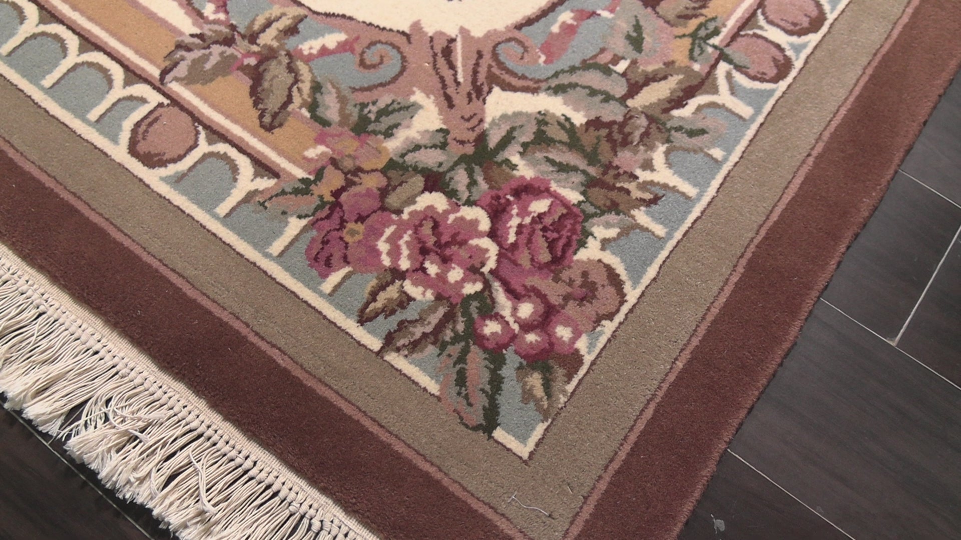 Ivory 8'11''x11'11'' Aubusson Savonnerie Traditional Floral Botanical Hand Knotted Wool Oriental Area Rug