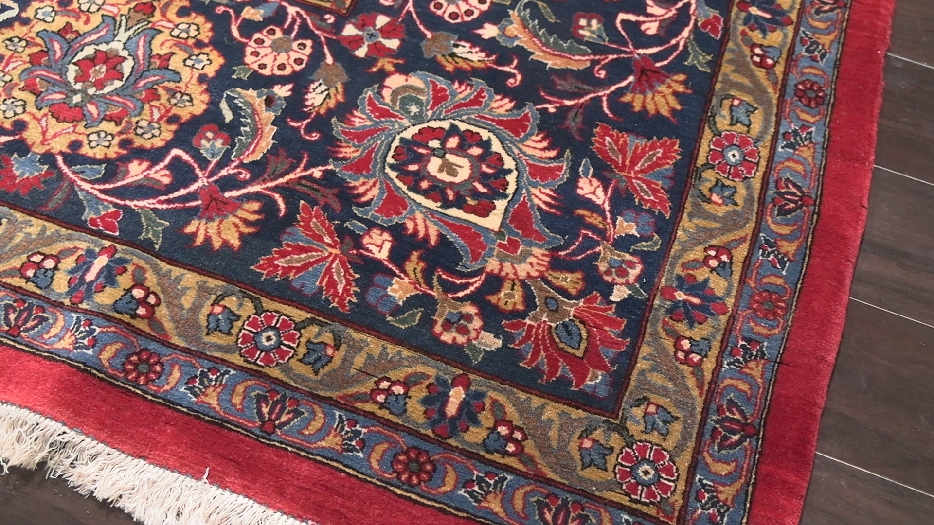 Red 12'5''x16'5'' Kerman Traditional Botanical 300 KPSI Hand Knotted Wool Oriental Area Rug