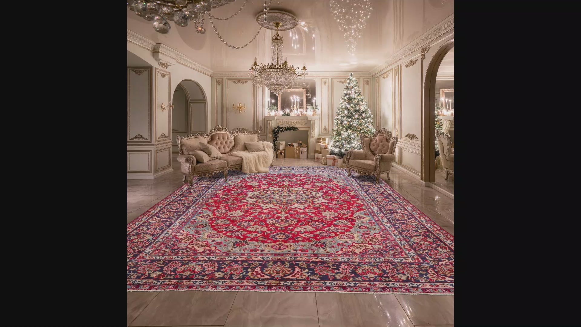 LoomBloom Traditional Red Wool Area Rug Tabriz Design Hand Knotted 9'5''x12'1"