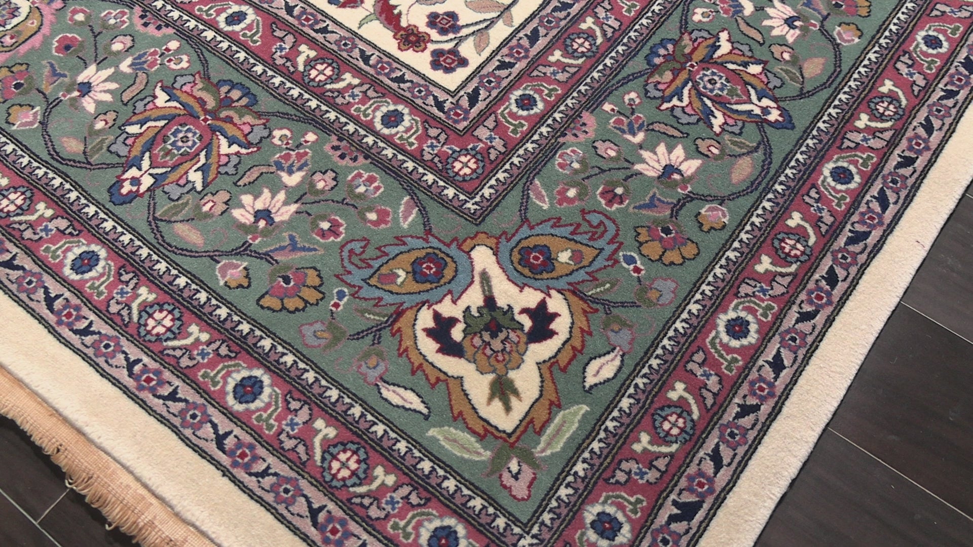 Ivory 9x12 Kashan Traditional Medallion Hand Knotted Wool Oriental Area Rug