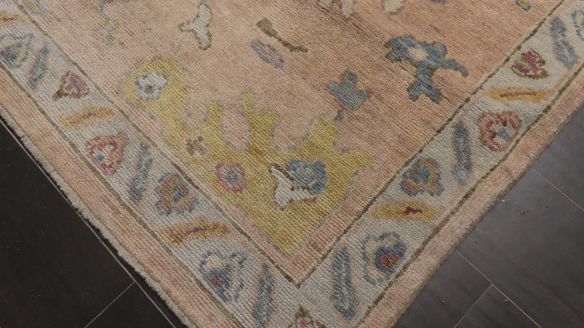 Blush Aqua 8'11''x11'10'' Traditional Arts & Crafts Superfine Oushak Hand Knotted Wool Oriental Area Rug