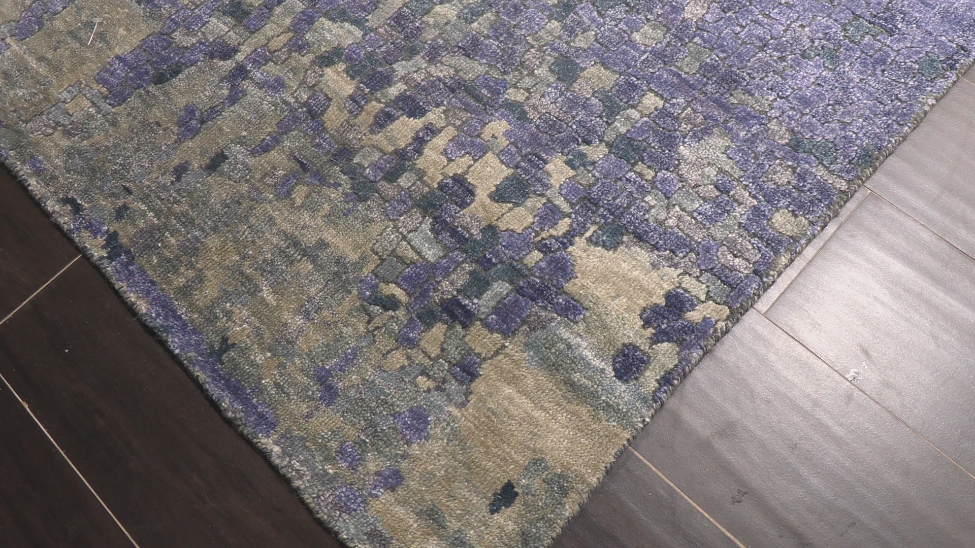 Lavender Gray 5'11''x8'9'' Sherpa Modern Contemporary Hand Knotted Viscose Oriental Area Rug