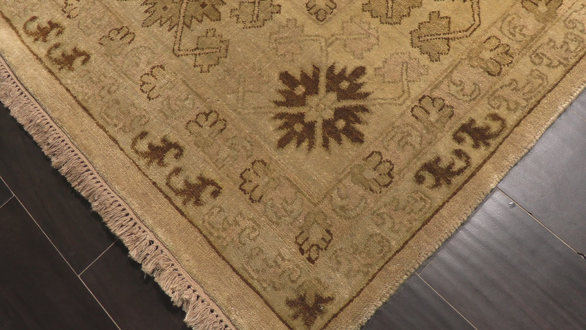 Light Gold Tan 8'10''x11'10'' Agra Transitional High Sheen Hand Knotted Wool Oriental Area Rug