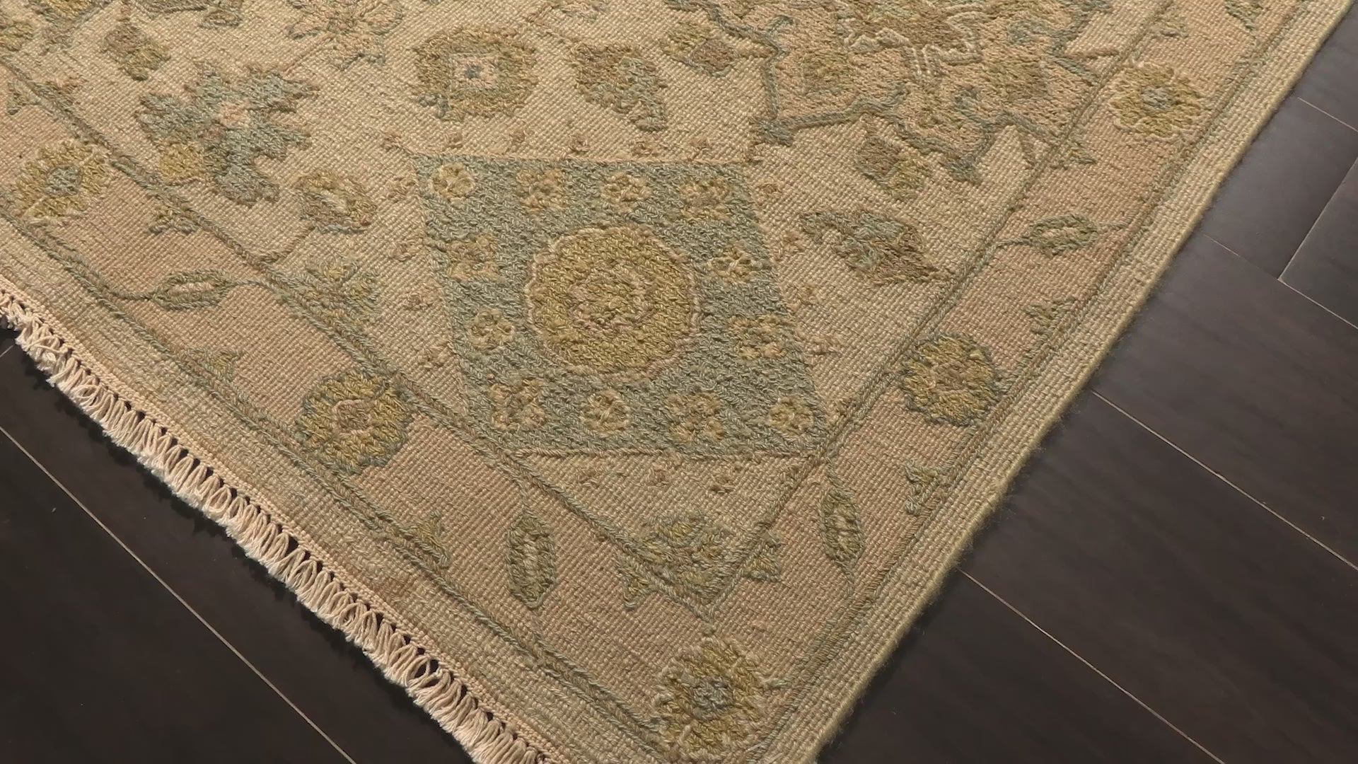 Beige Mint 8'10''x12 Soumak Transitional Textured Design Reversible Flatpile Hand Knotted Wool Oriental Area Rug