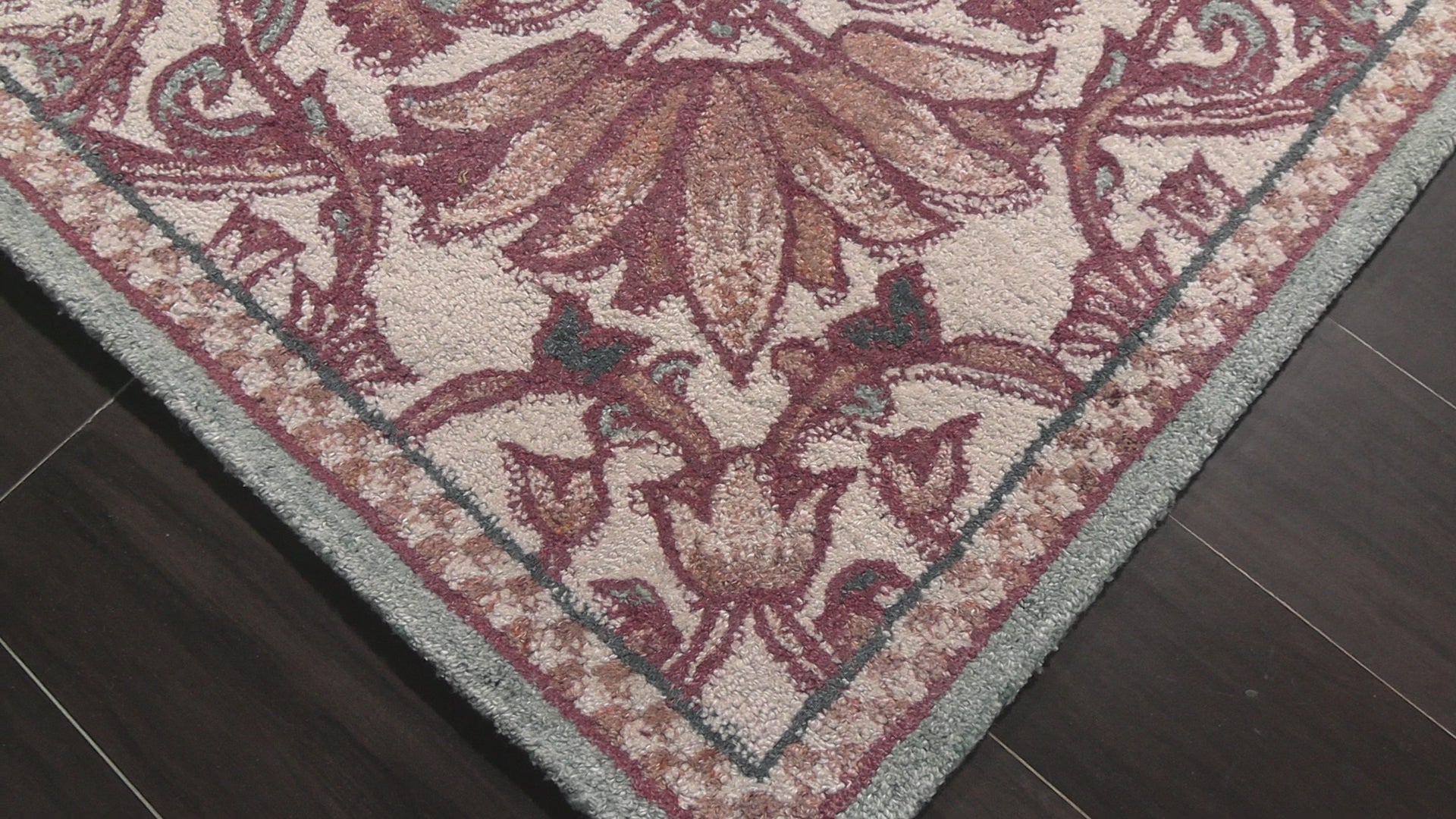 Ivory, Rust Multi Size William Morris Lotus Garden Traditional High-Twist Hand Hooked Wool Area Rug