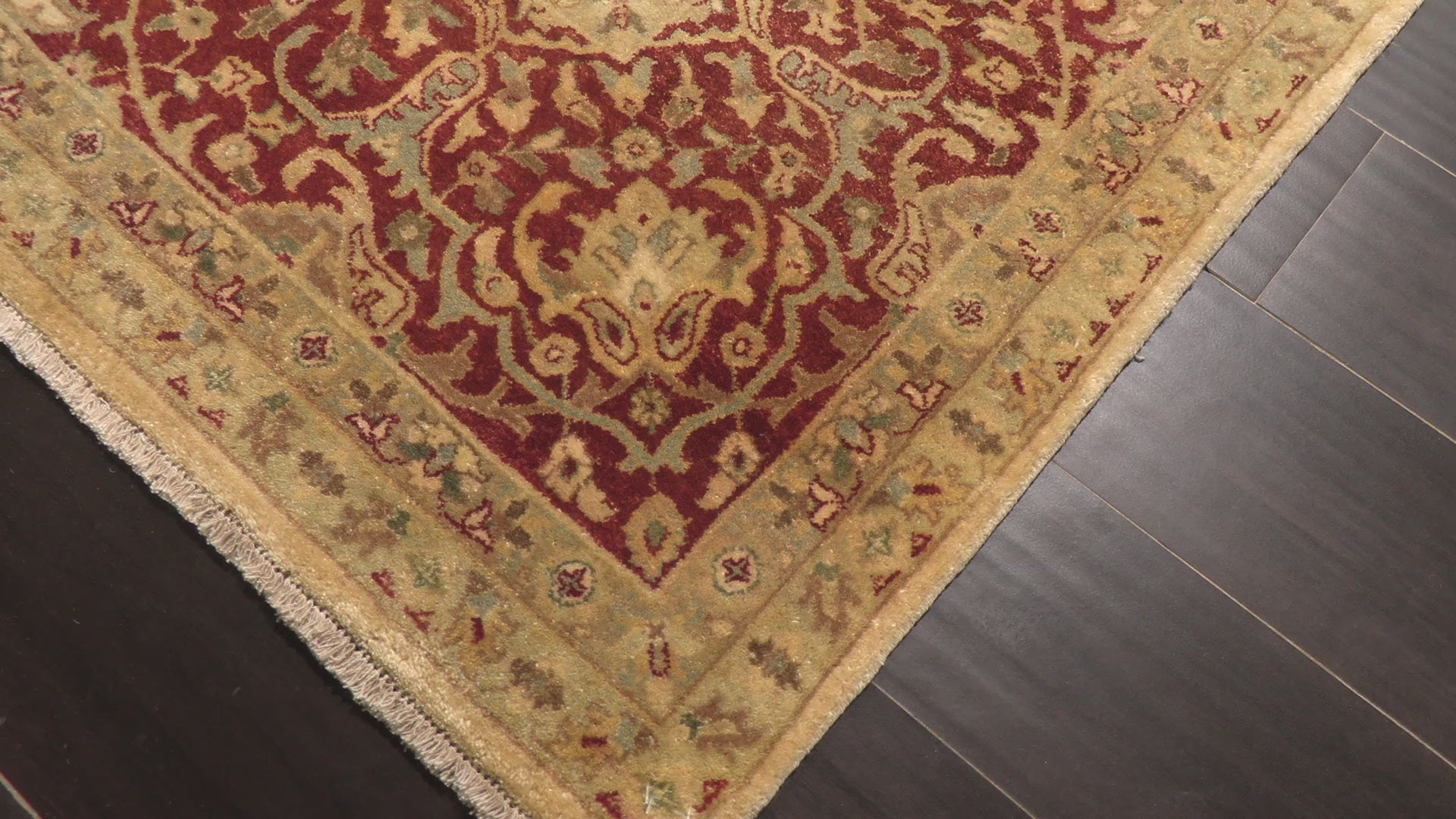 Beige Burnt Orange 8'1''x10 Agra Transitional 200 KPSI High Sheen Hand Knotted New Zealand Wool Oriental Area Rug