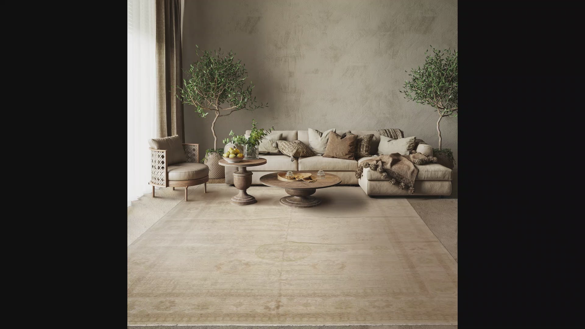 LoomBloom Contemporary Dirty Beige Wool Area Rug Afghan Oushak Design Hand Knotted 10'x14'1"