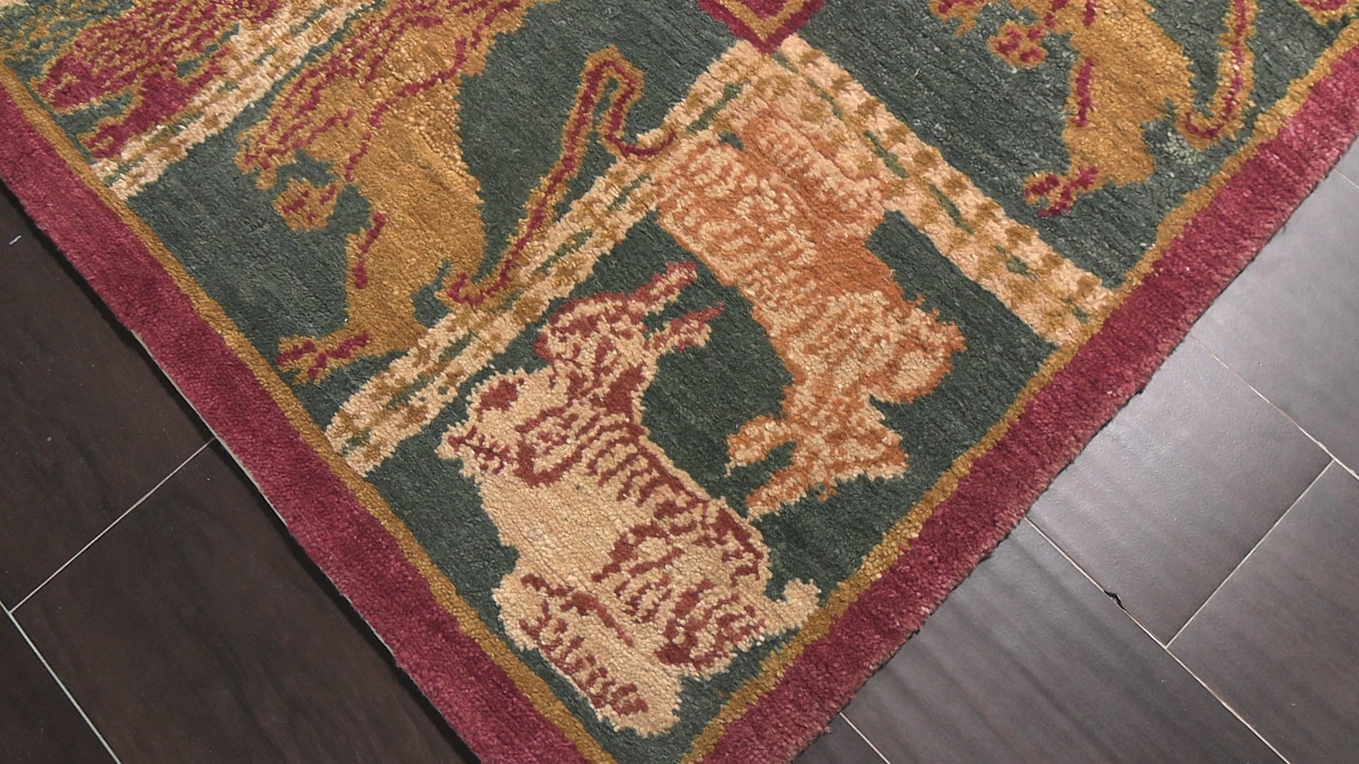 Rusty Red 6'1''x9'1'' Tibetan Arts & Crafts Pictorial Michaelian & Kohlberg Hand Knotted Wool Oriental Area Rug