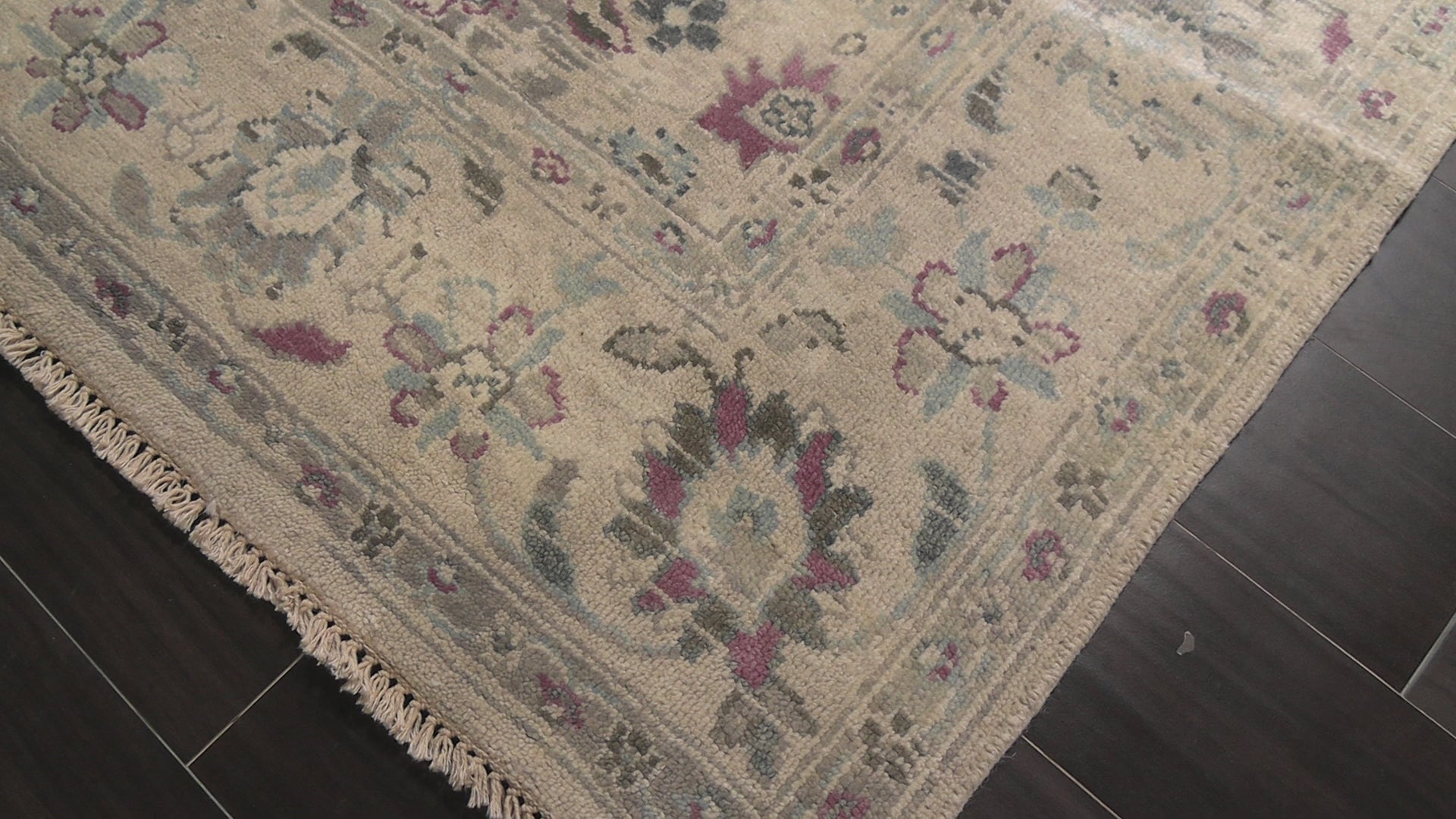 Taupe 5'11''x8'10'' Oushak Transitional Erased Pattern Hand Knotted Wool Oriental Area Rug