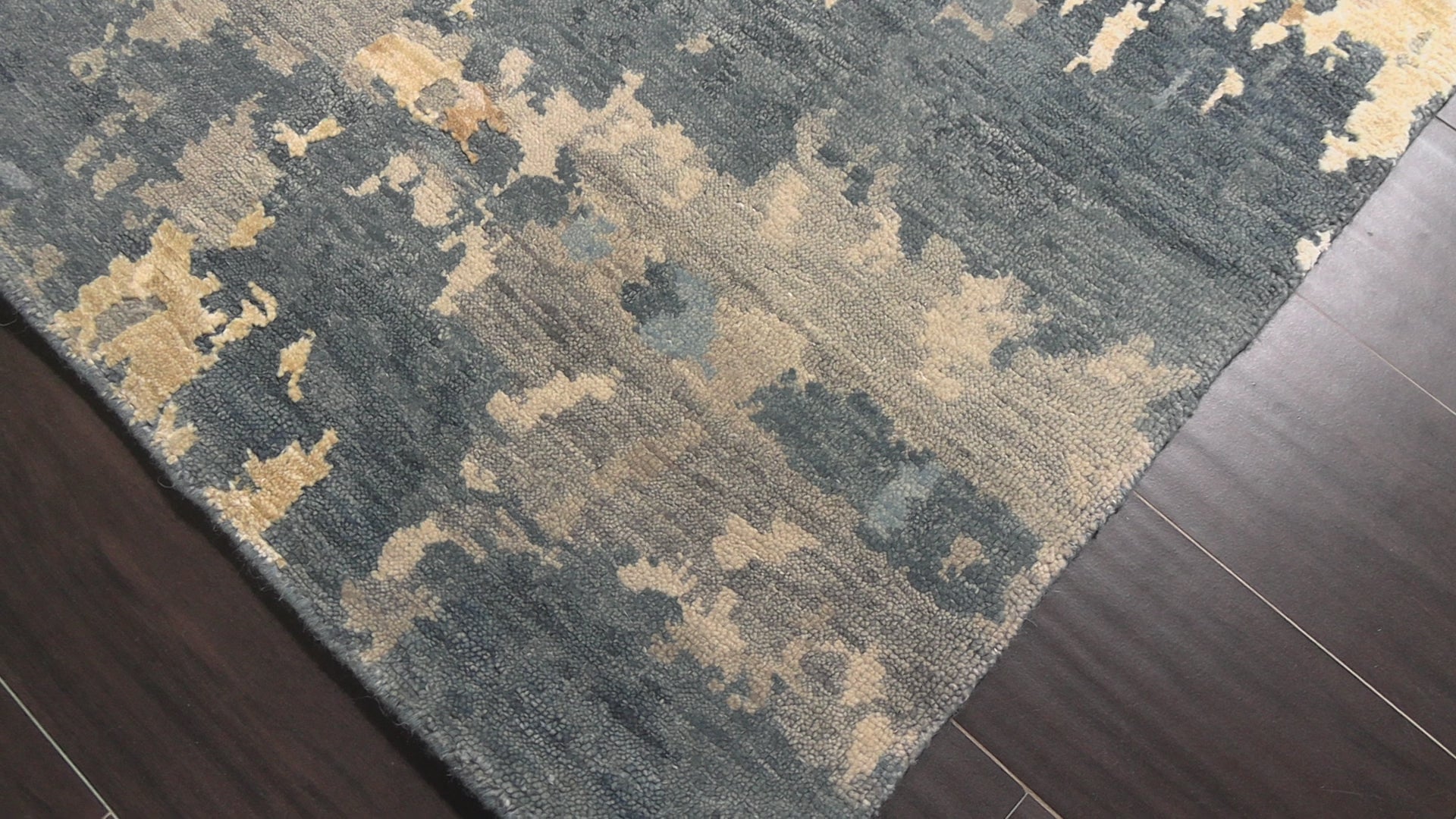 Gray 6'x9'1'' Indo Tibetan Modern Contemporary Abstract Hand Knotted Wool Bamboo Silk Oriental Area Rug