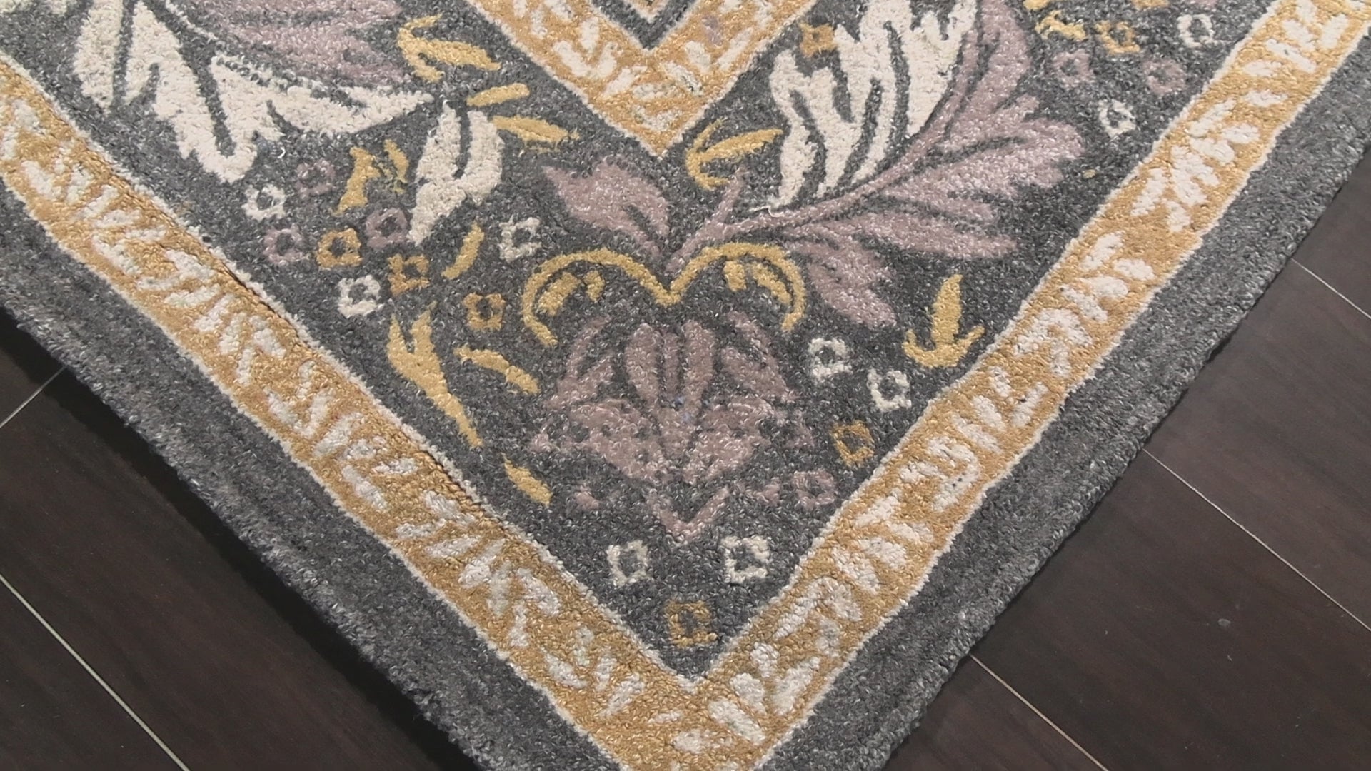 Slate, Marigold Multi Size William Morris Hungry Birds Traditional High-Twist Hand Hooked Wool Area Rug