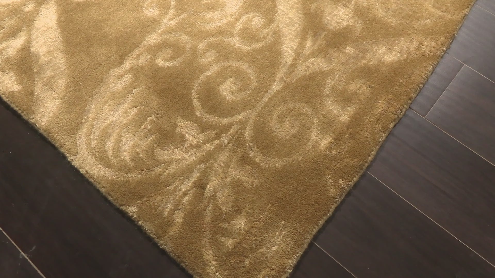 Tone on Tone Gold 7'6''x9'10'' Tibetan Transitional Hand Knotted Wool Bamboo Silk Oriental Area Rug