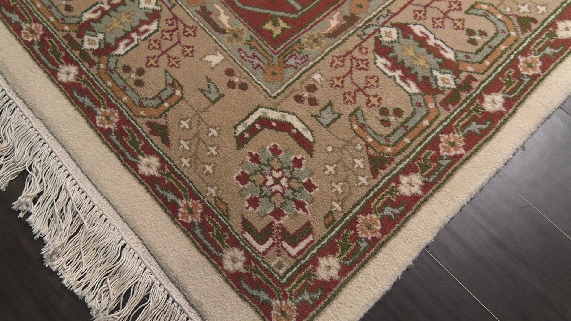 Ivory 6'2''x8'9'' Heriz Traditional Geometric Hand Knotted Wool Oriental Area Rug