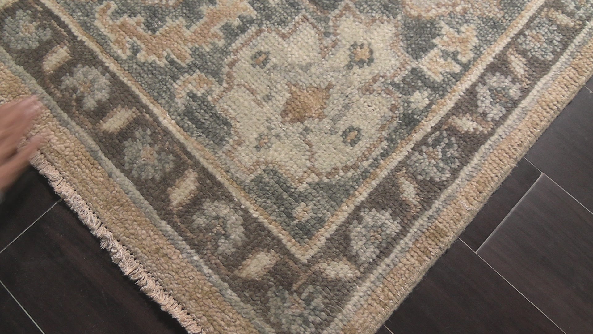Mocha, Slate 9x12 Oushak Arts & Crafts Hand Knotted Wool Oriental Area Rug