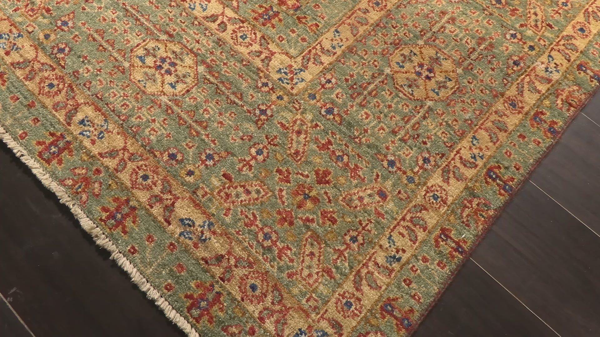 Burnt Orange Gold 8'11''x11'5'' Cairene Mamluk Traditional Arts & Crafts Hand Knotted Wool Oriental Area Rug