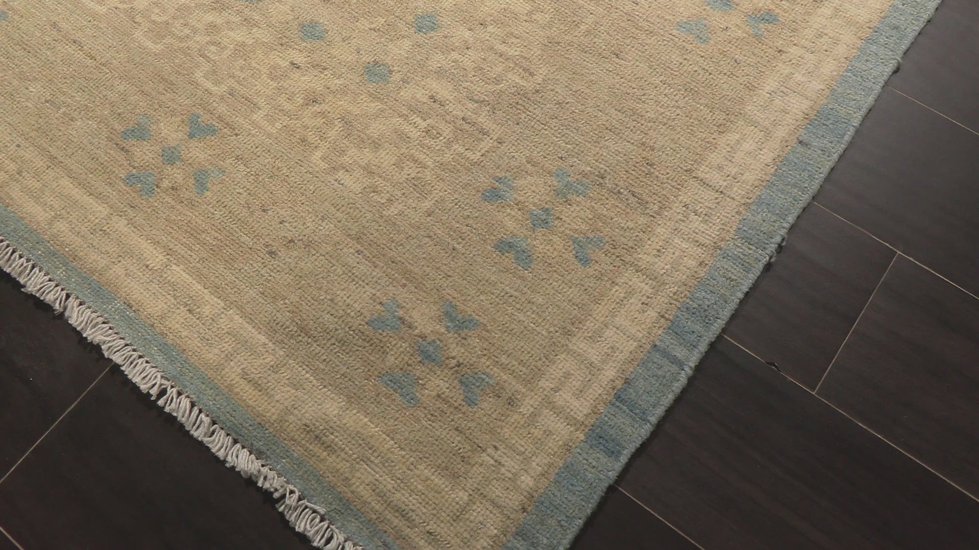 Beige Tan 8x9'11'' Fine Oushak Transitional Hand Knotted Wool Oriental Area Rug