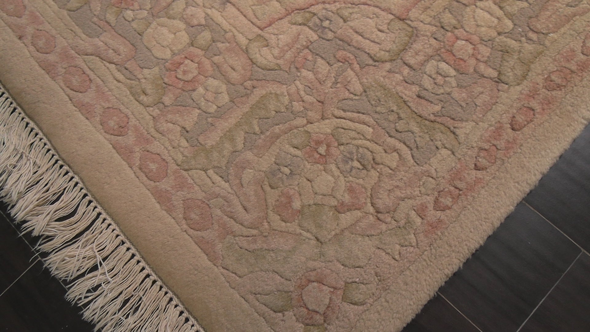 Tan 5'10''x8'10'' Indo Kerman Traditional Medallion Plush Pile Silky Sheen Velvety Soft Hand Knotted Wool Oriental Area Rug