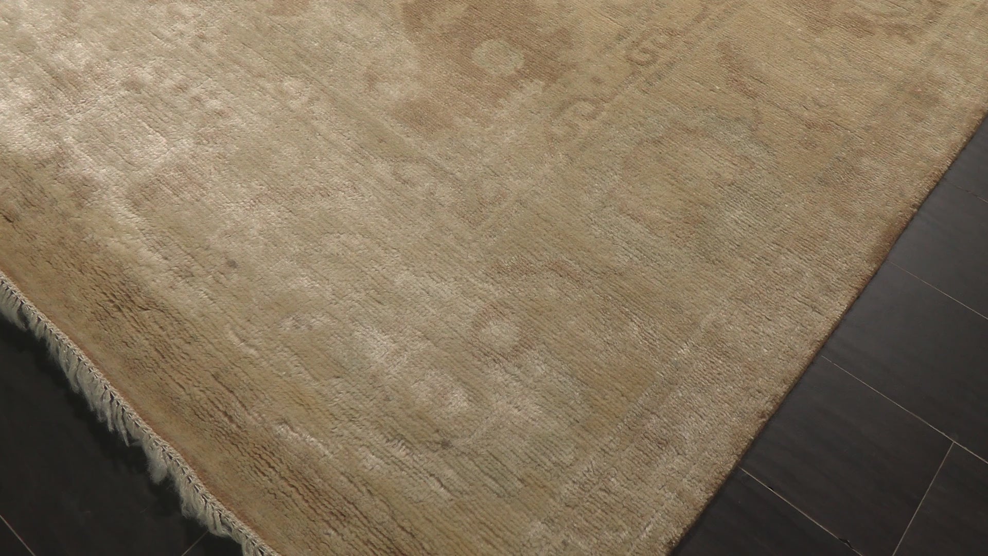 Tan Beige 7'11''x10'5'' Fine Oushak Transitional Silky Sheen Velvety Soft Hand Knotted New Zealand Wool Oriental Area Rug