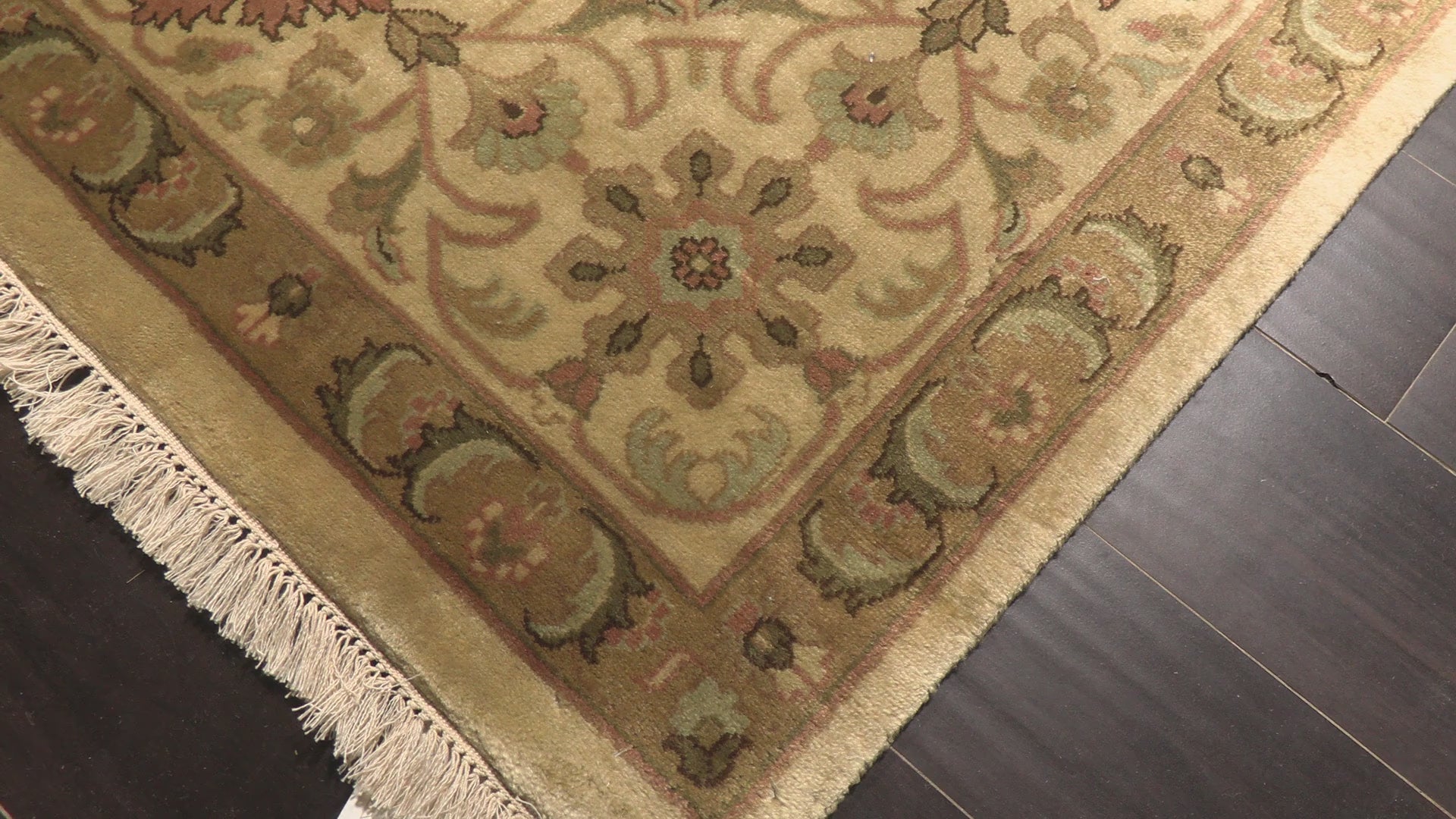 Beige Rose 8'1''x10'6'' Oushak Transitional 150 KPSI Silky Sheen Hand Knotted New Zealand Wool Oriental Area Rug