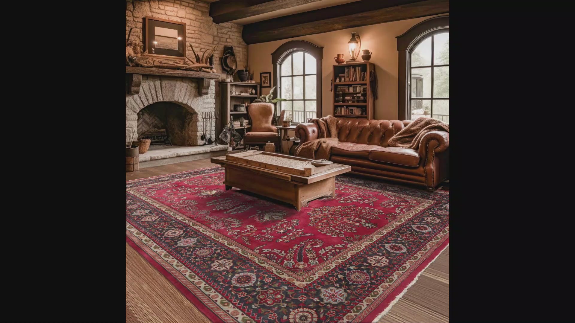 LoomBloom Traditional Rose Wool Area Rug Sarouk Design Hand Knotted 8'x9'11"