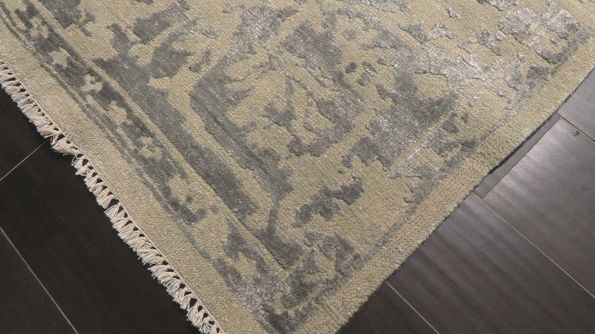 Beige Gray 8x10'1'' Oushak Modern Contemporary Hand Knotted Wool Bamboo Silk Oriental Area Rug