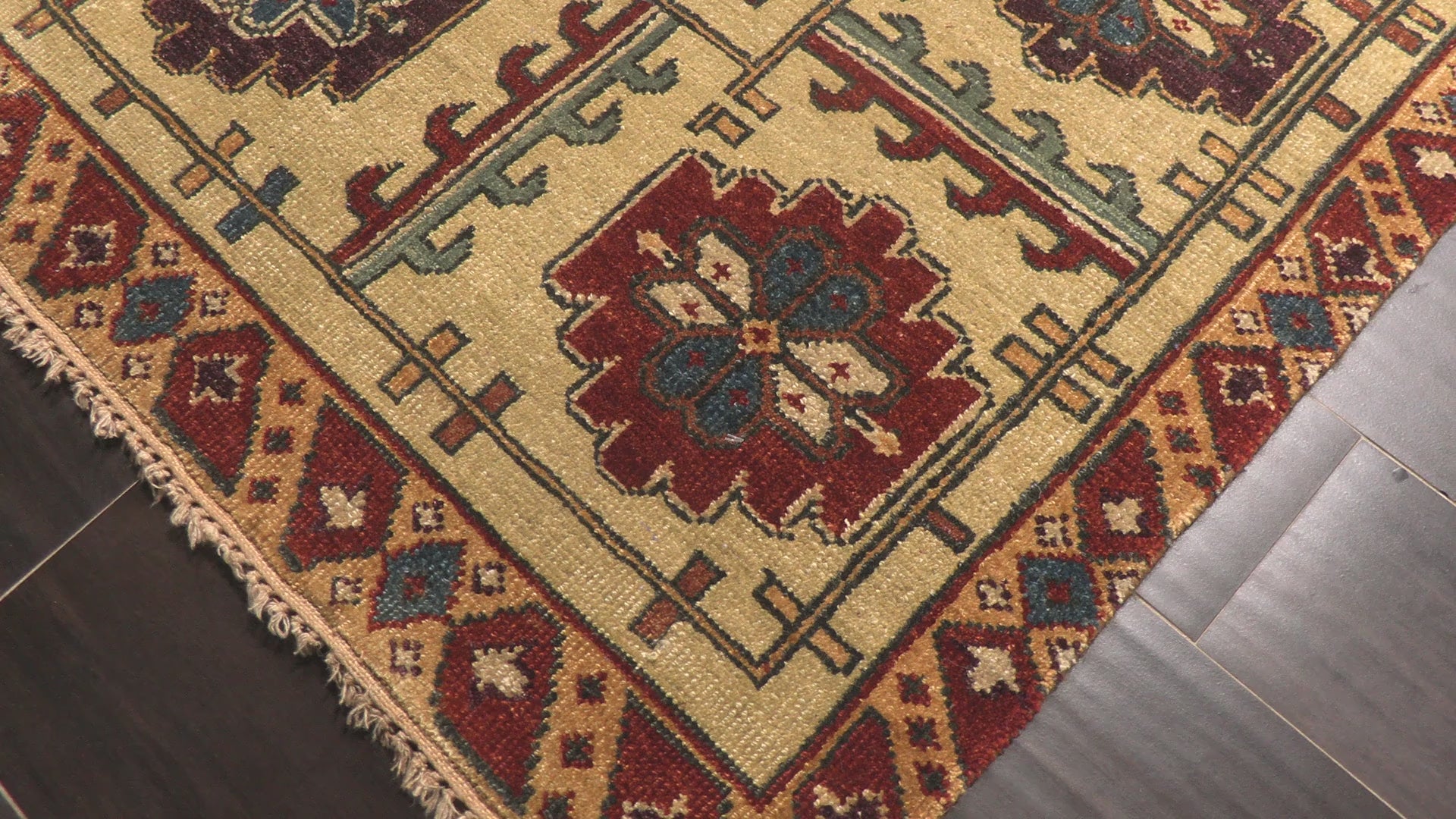 Rust Light Gold 7'9''x9'9'' Oushak Transitional Geometric Hand Knotted Wool Oriental Area Rug