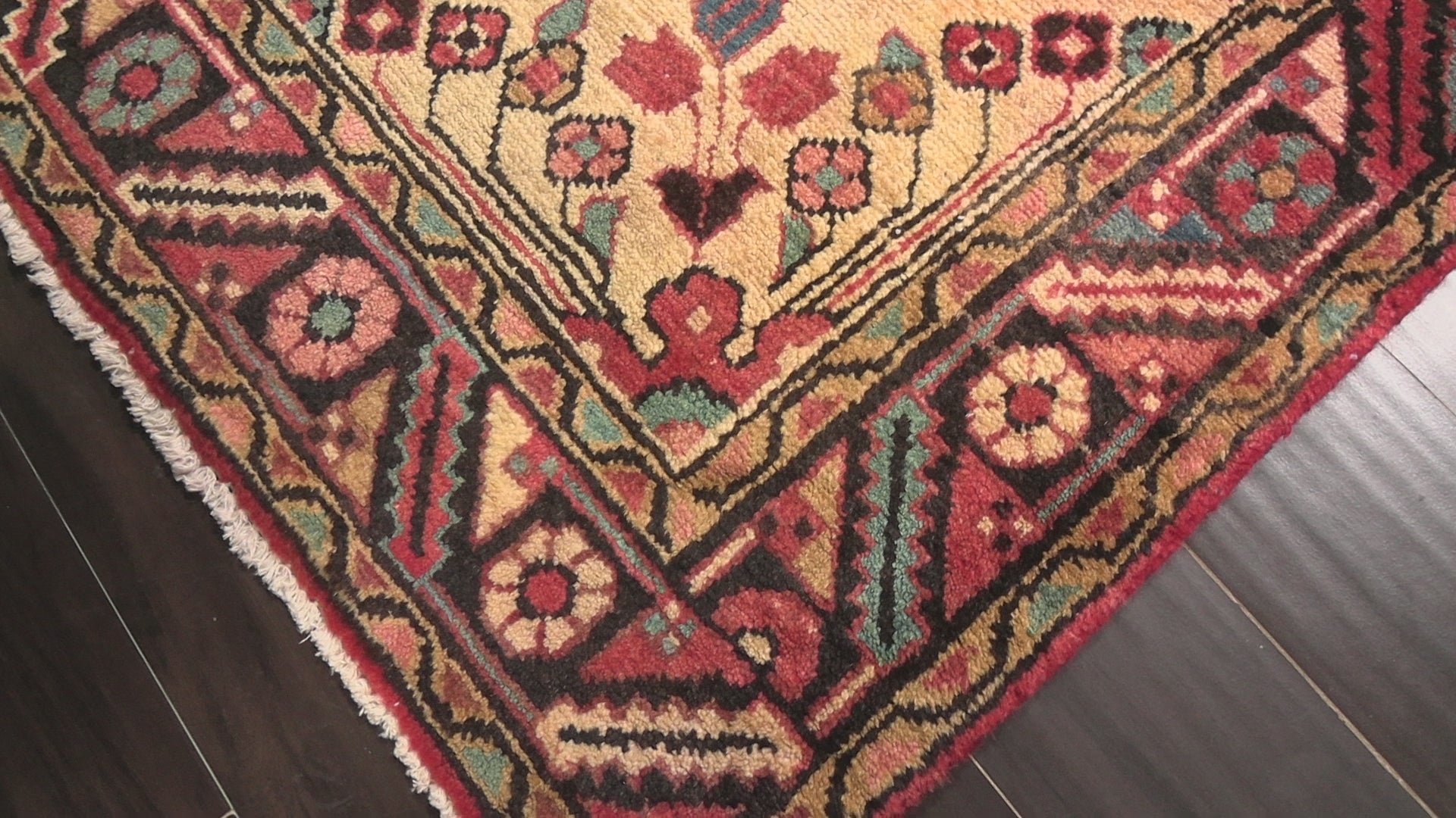 Rust Coral 5x10'9'' Hamadan Traditional Geometric Vintage Vegetable Dyes Hand Knotted Wool Oriental Area Rug