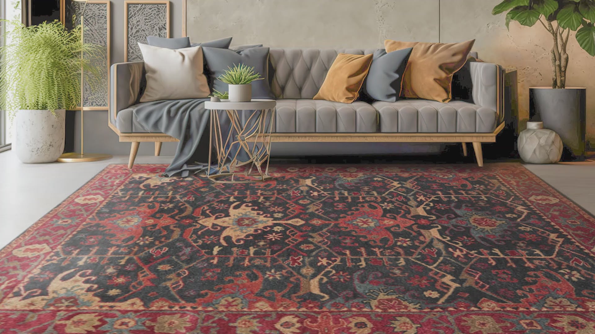 Multi Size Dark Blue, Wine Hand Tufted Handmade 100% Wool Arts & Crafts Oriental Area Rug