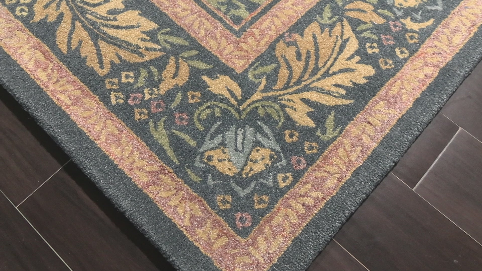 Teal, Harvest Gold Multi Size William Morris Hungry Birds Traditional High-Twist Hand Hooked Wool Area Rug