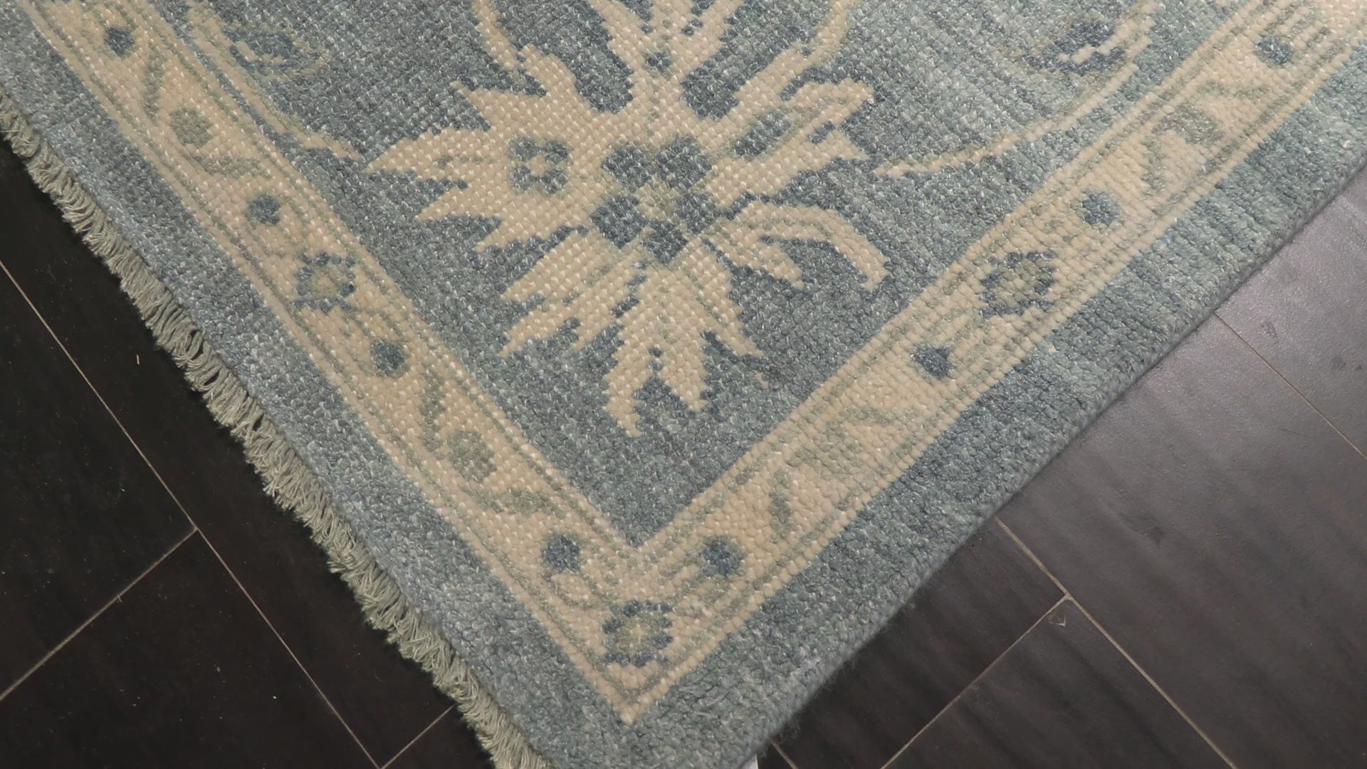 Aqua Ivory 7'10''x9'10'' Oushak Traditional Arts & Crafts Hand Knotted Wool Oriental Area Rug