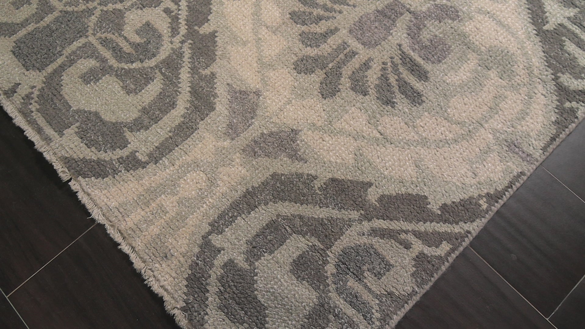 Ivory 5'10''x8'6'' Oushak Transitional Patterned Hand Knotted Wool Oriental Area Rug