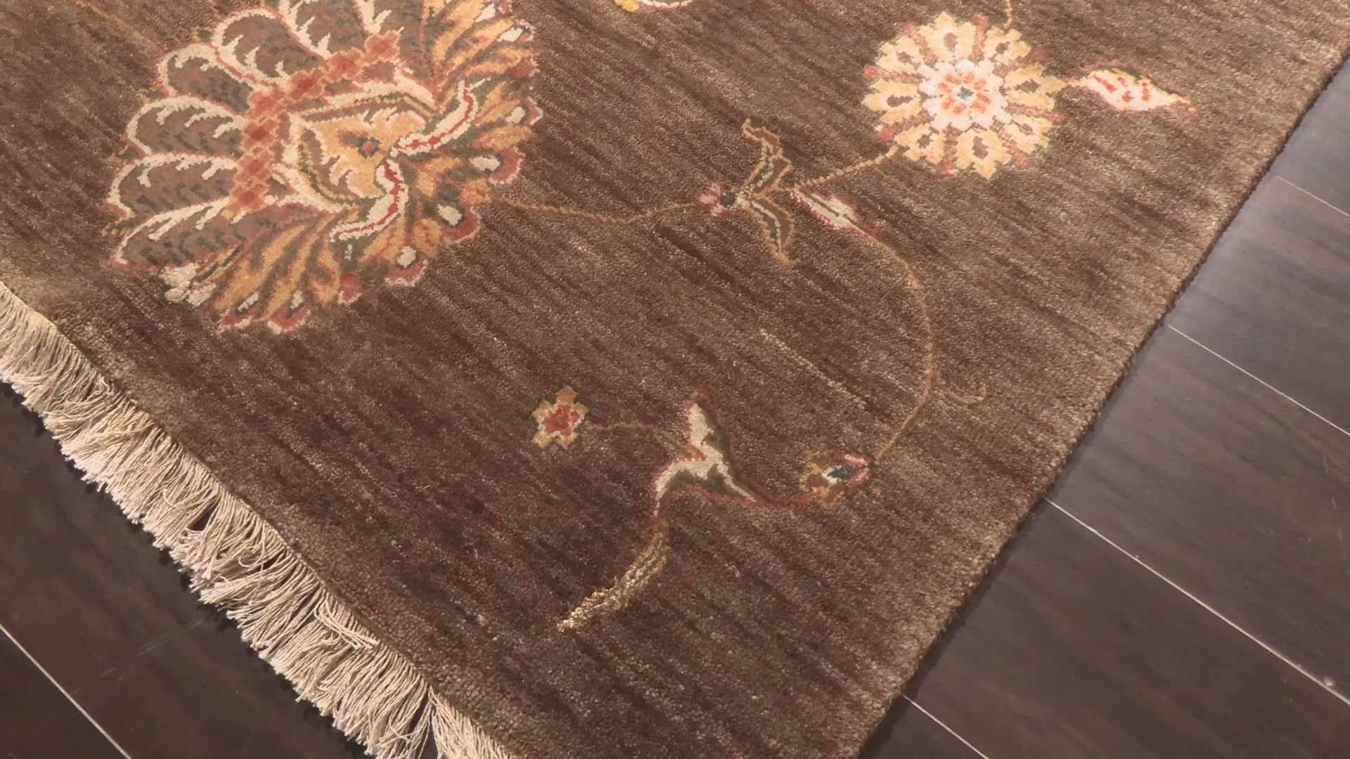 Gold Brown 8x10 Agra Transitional Designer Hand Knotted Wool Silk Oriental Area Rug