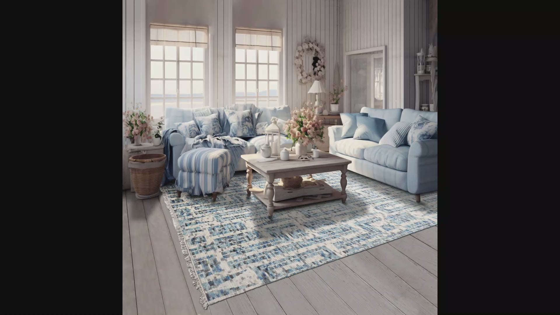 LoomBloom Contemporary Ivory Wool Area Rug Tibetan Design Hand Knotted 8'x10'2" High End Designer