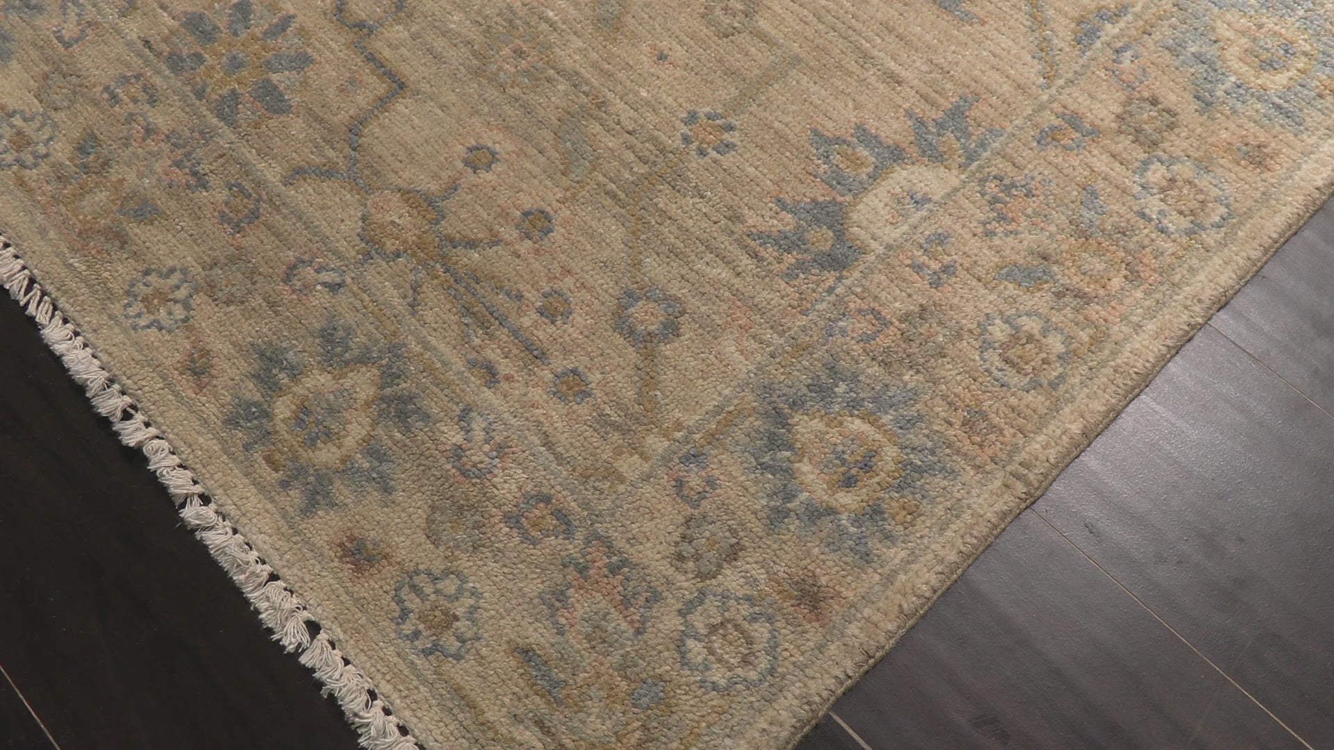 Beige Aqua 6'1''x9 Fine Oushak Transitional Hand Knotted Wool Oriental Area Rug