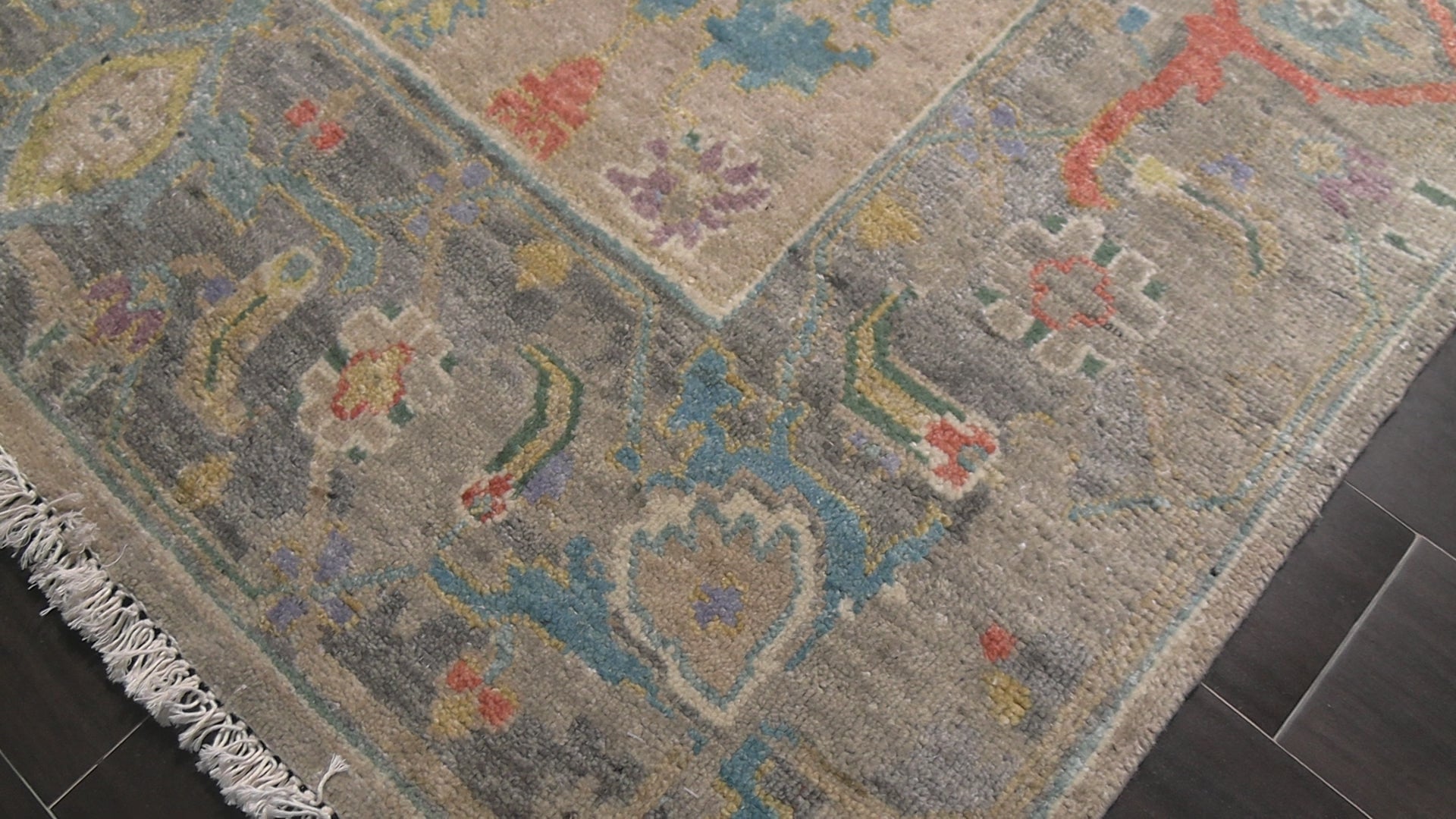 Taupe 8'2''x9'10'' Oushak Arts & Crafts Hand Knotted Wool Oriental Area Rug